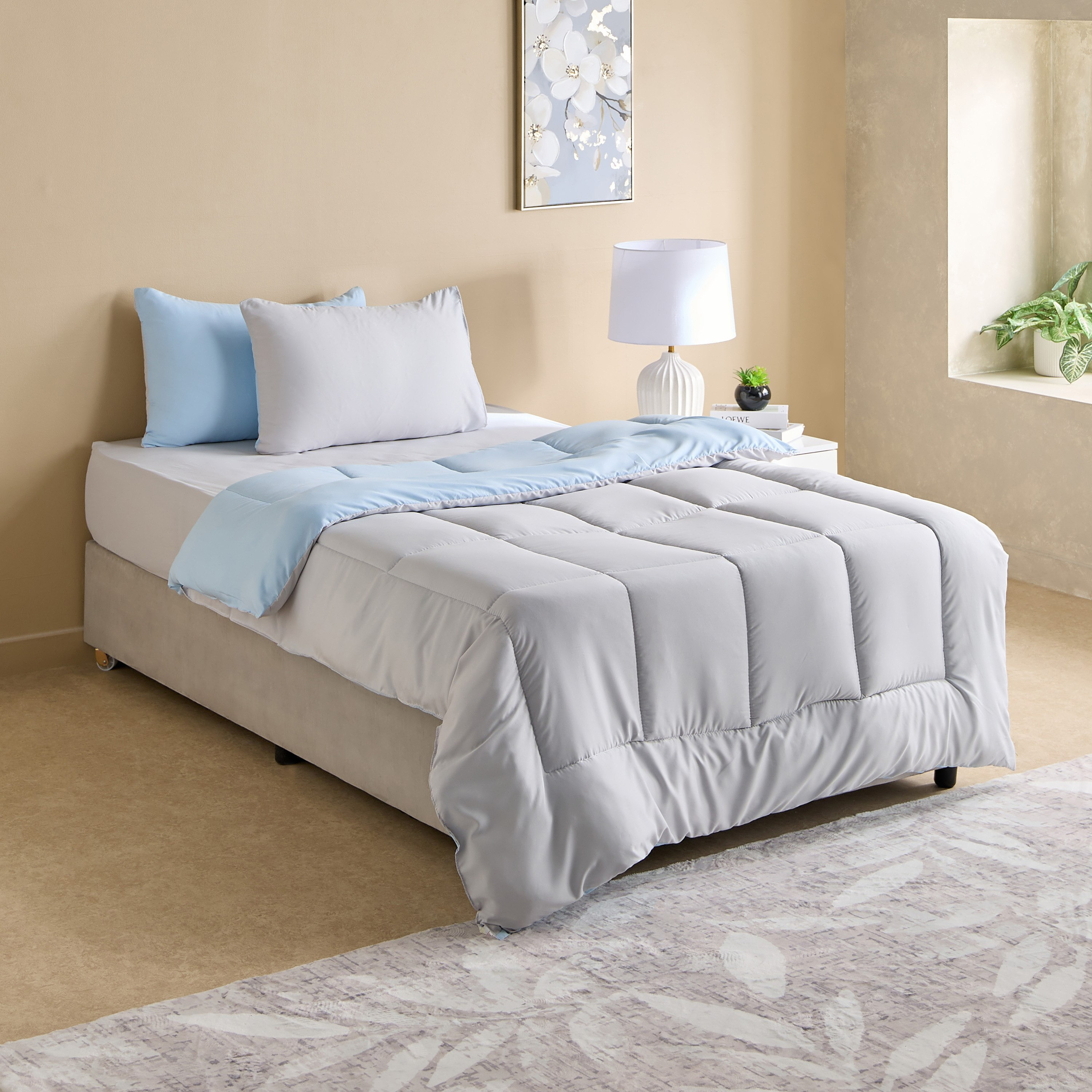Luno Sleep Ease Hotel Collection 4-Piece Reversible Microfibre Twin BIAB Comforter Set - 160x220 cm-hbxhomeware-hbxbedroom-image-9