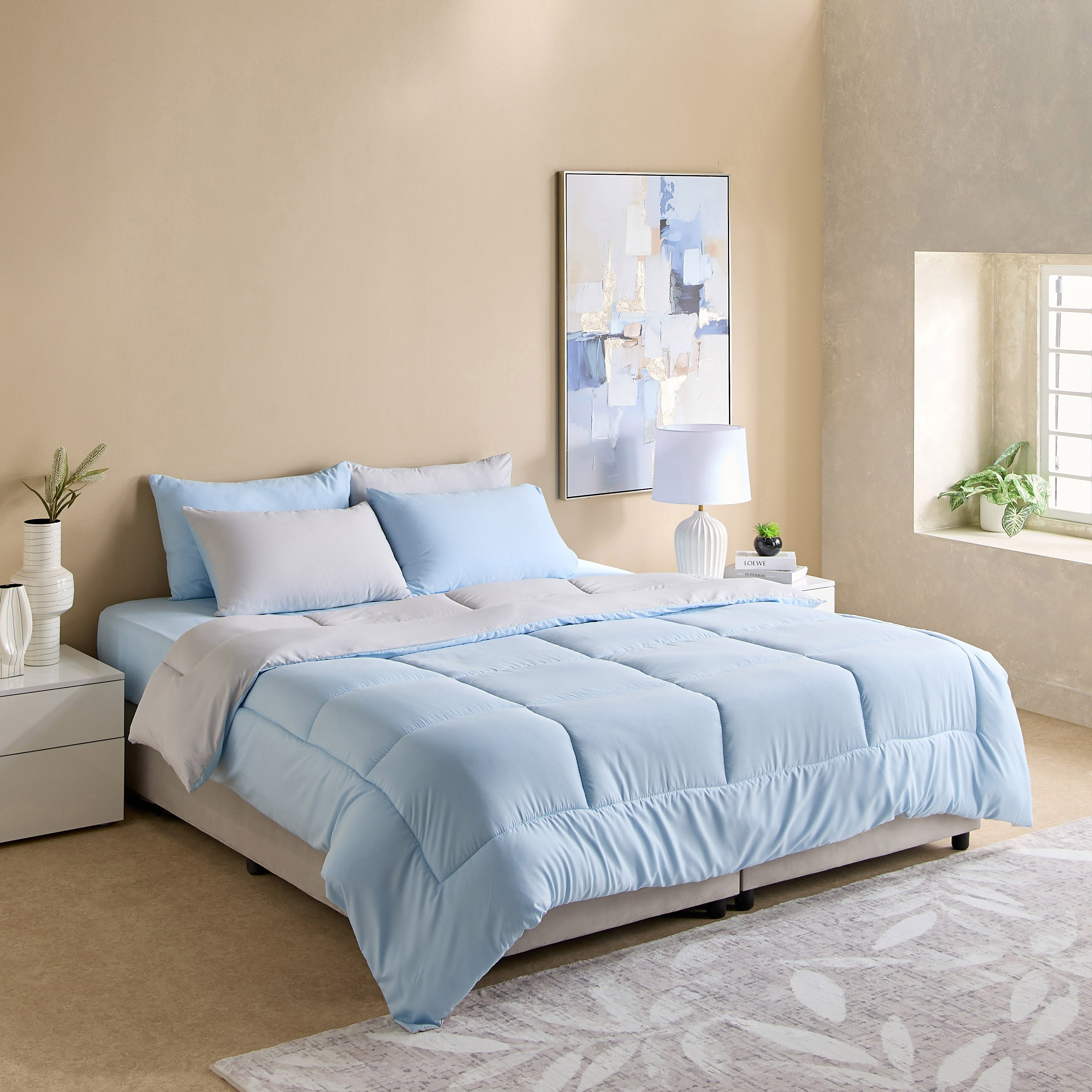 Luno Sleep Ease Hotel Collection 6-Piece Reversible Microfiber Queen BIAB Comforter Set - 200x230 cm-hbxhomeware-hbxbedroom-image-10