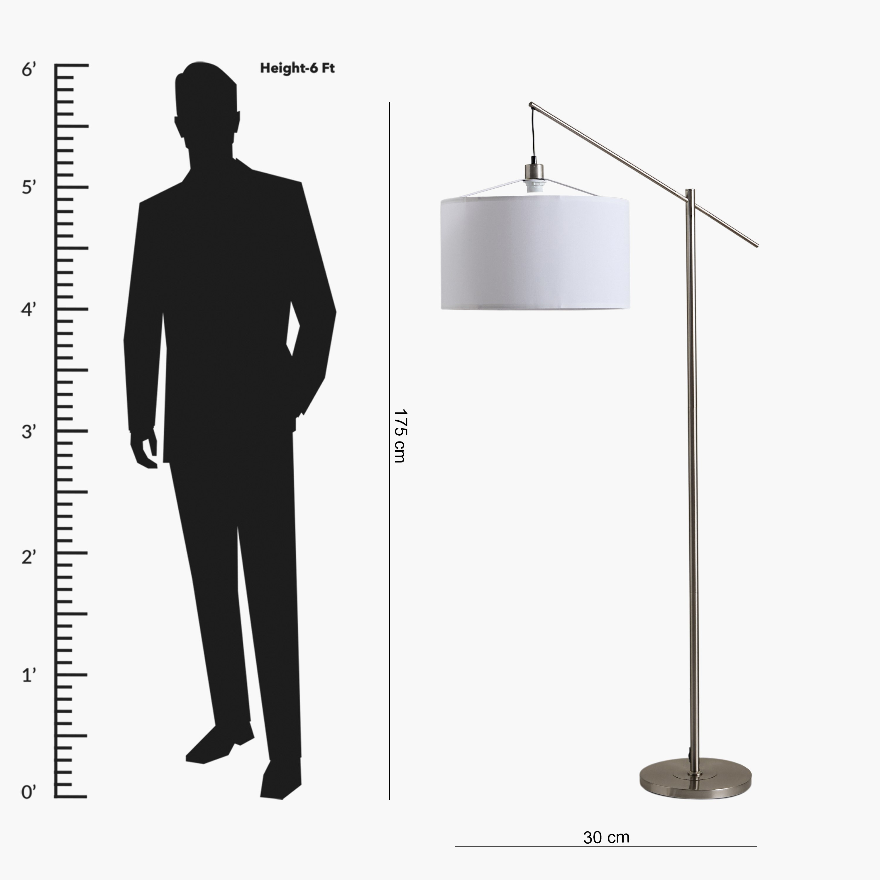 Zimmer Metal Arc Floor Lamp with Fabric Shade - 30x175 cm-hbxhomeware-hbxdecorandfurnishings-image-8