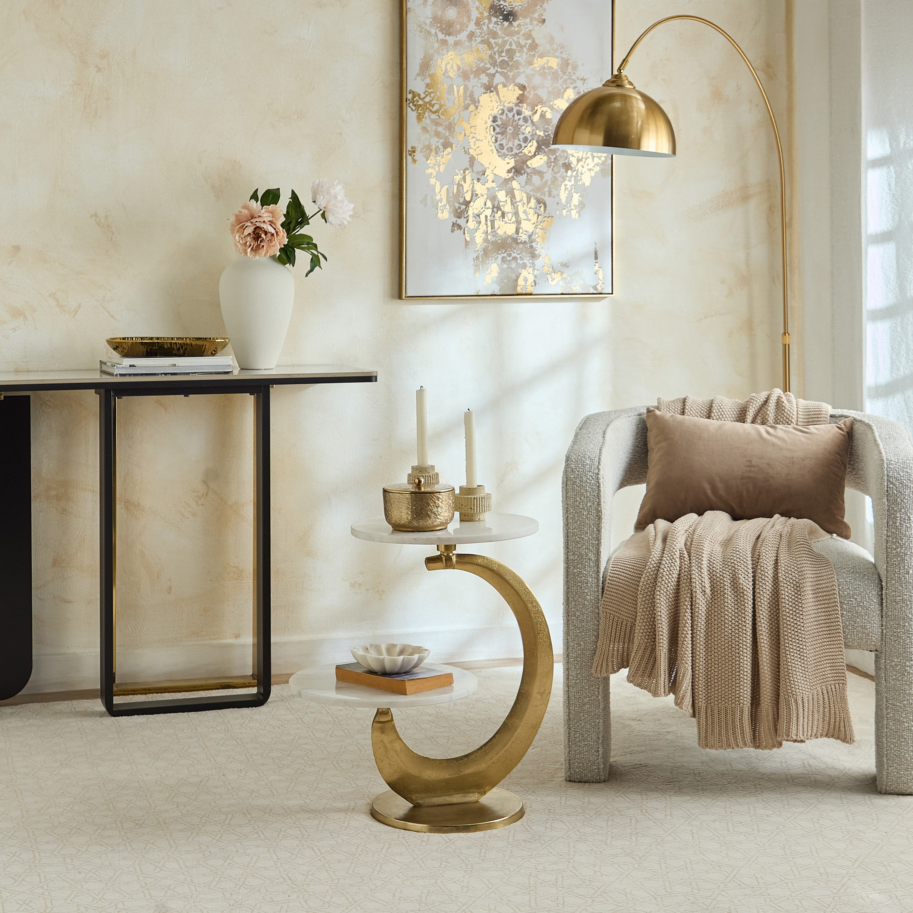 Moon 2-Tier Geniune Marble Accent Table-hbxfurniture-livingroom-endtables-image-5