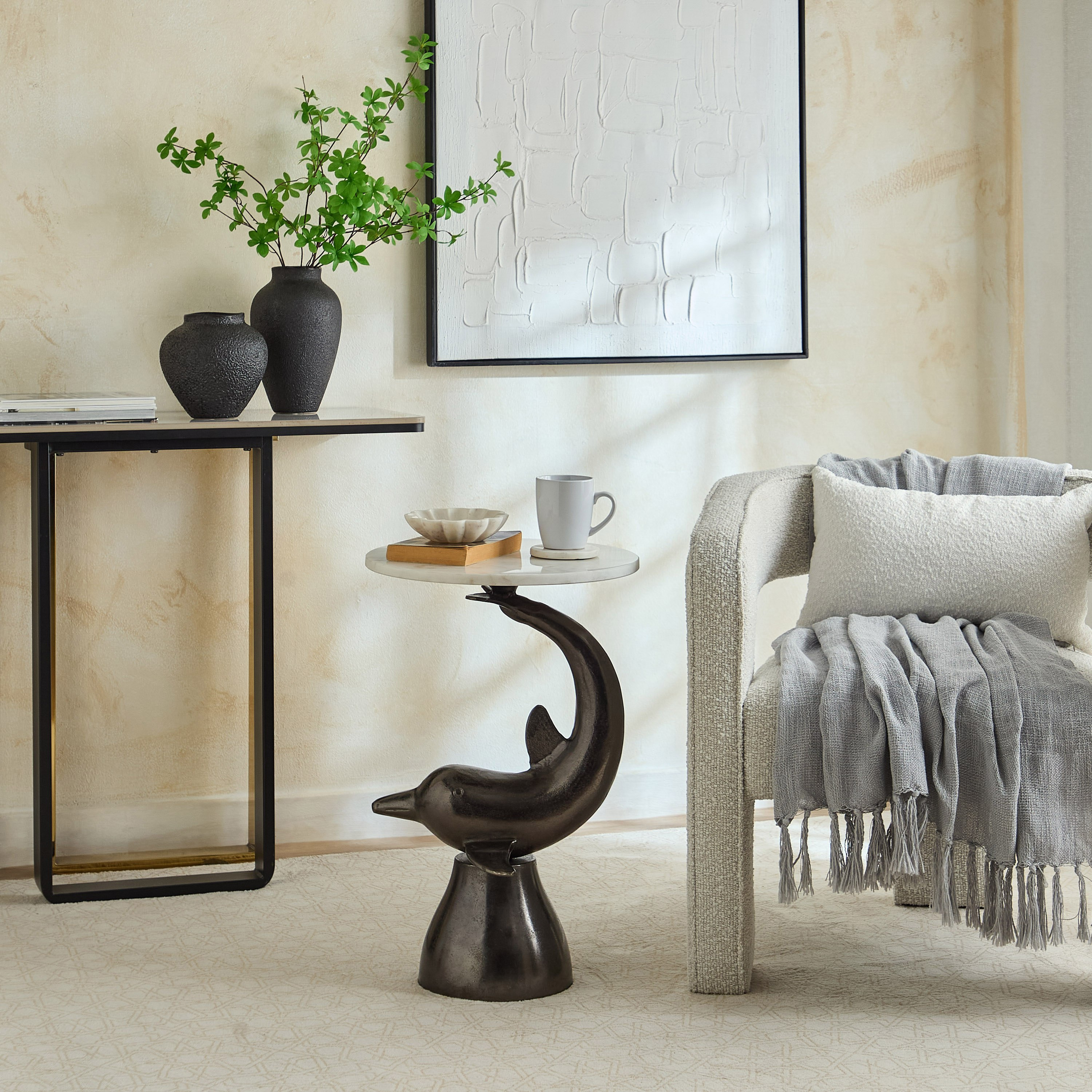 Dolphine Geniune Marble Accent Table-hbxfurniture-livingroom-endtables-image-5