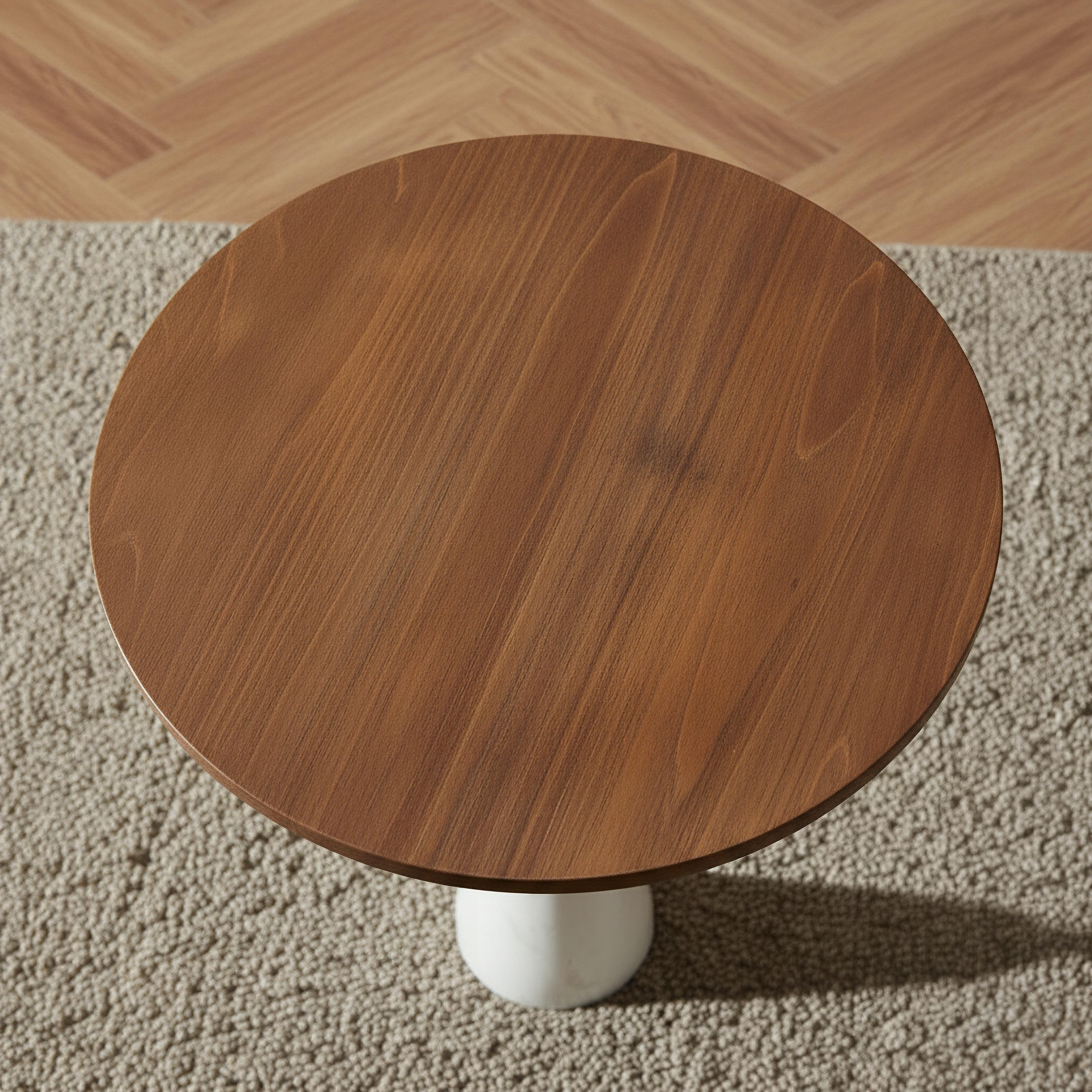 Cavon Otto Genuine Marble Base Accent Table with Solid Wood Top-hbxfurniture-livingroom-endtables-image-2