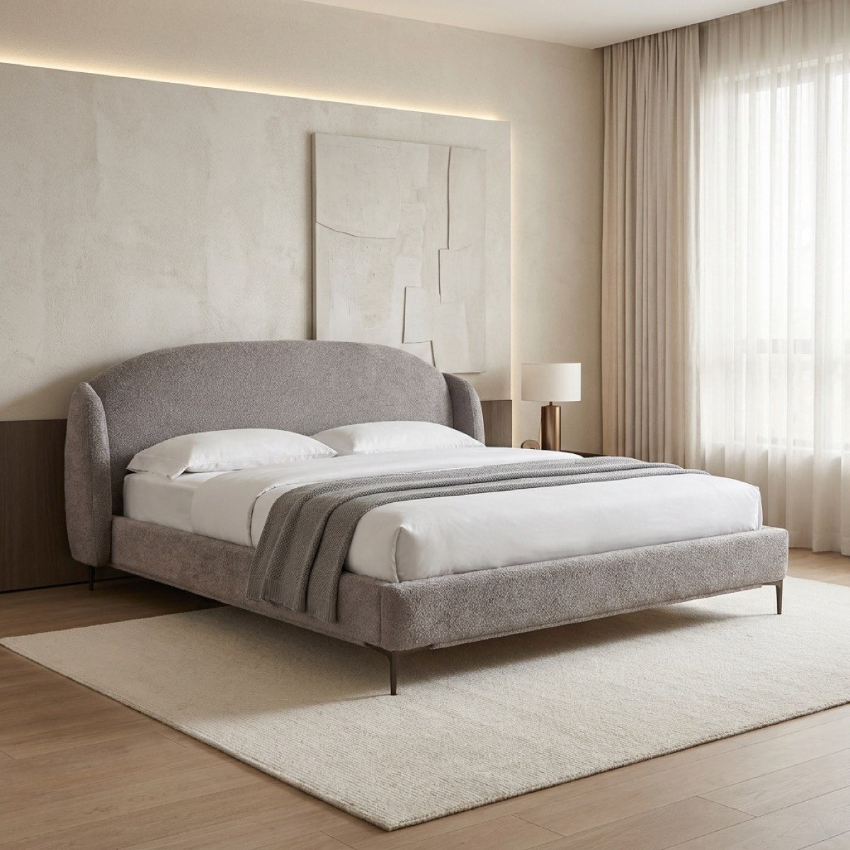 Marwell Dona Upholstered King Bed - 180x200 cm-hbxfurniture-bedsandbedsets-beds-king-image-1
