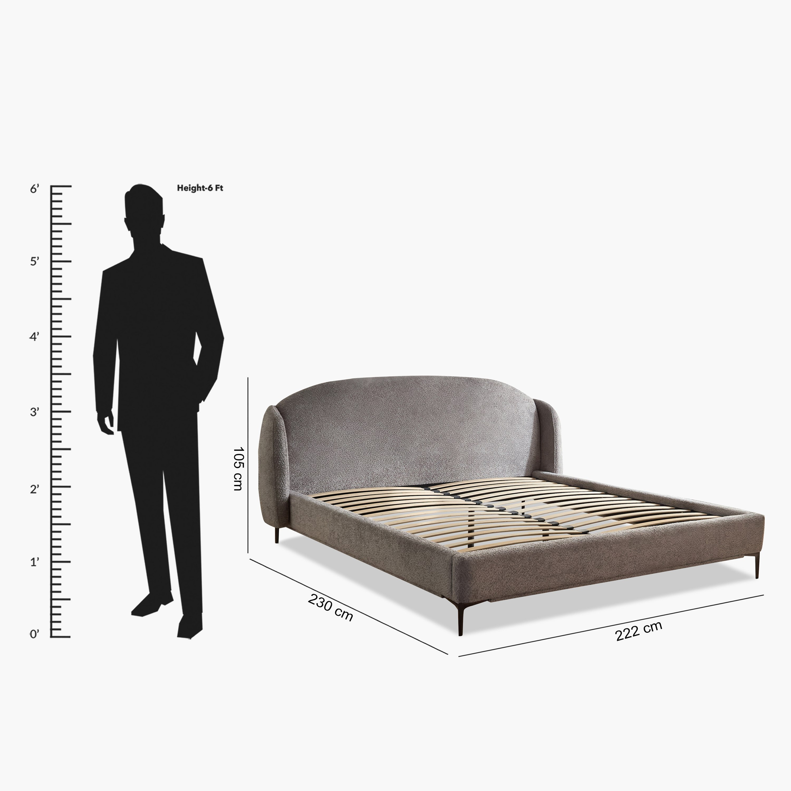 Marwell Dona Upholstered King Bed - 180x200 cm-hbxfurniture-bedsandbedsets-beds-king-image-9