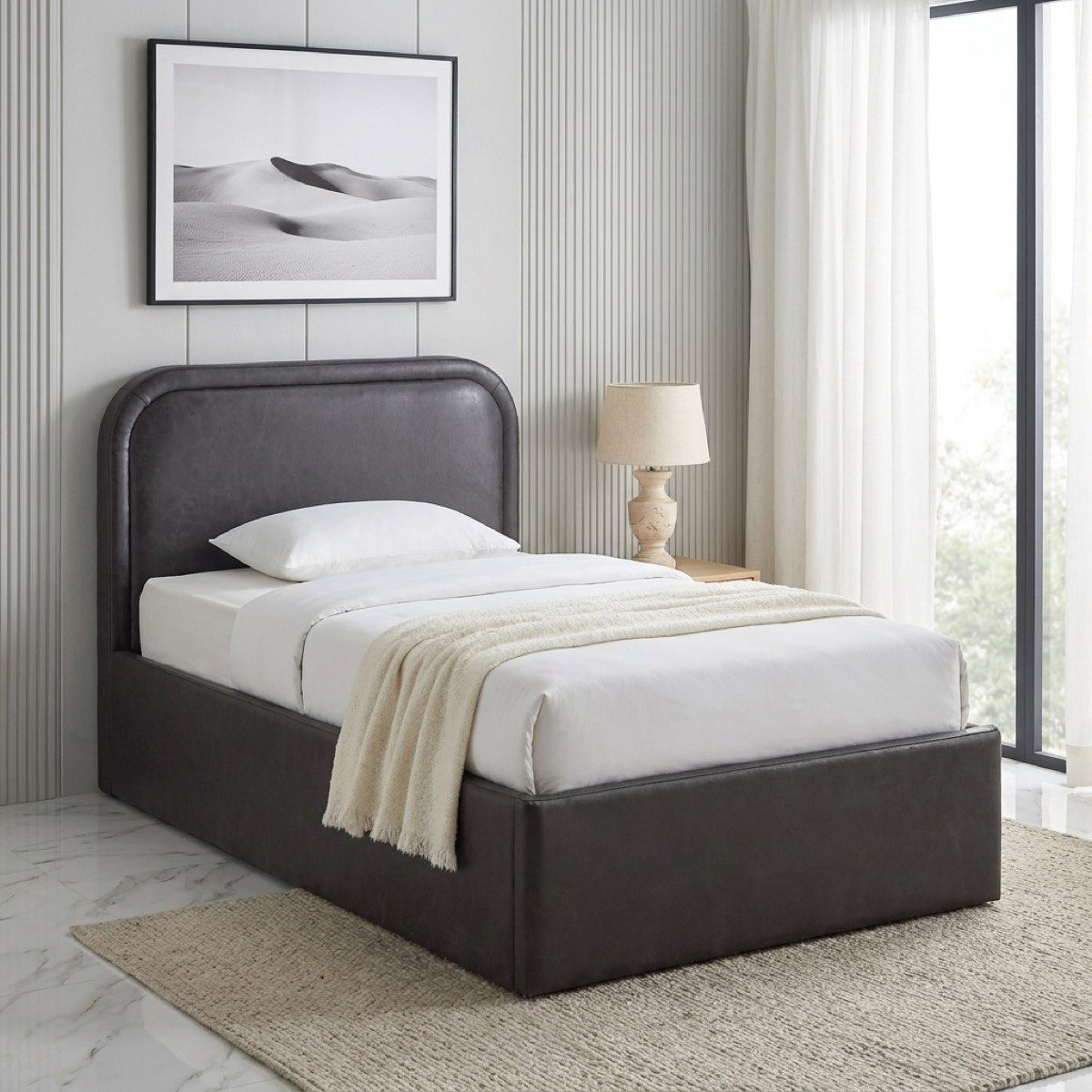 Movo Nordica Opal Upholstered Single Bed - 90x200 cm-hbxkidsandyouth-bedsandbedsets-beds-single-image-1