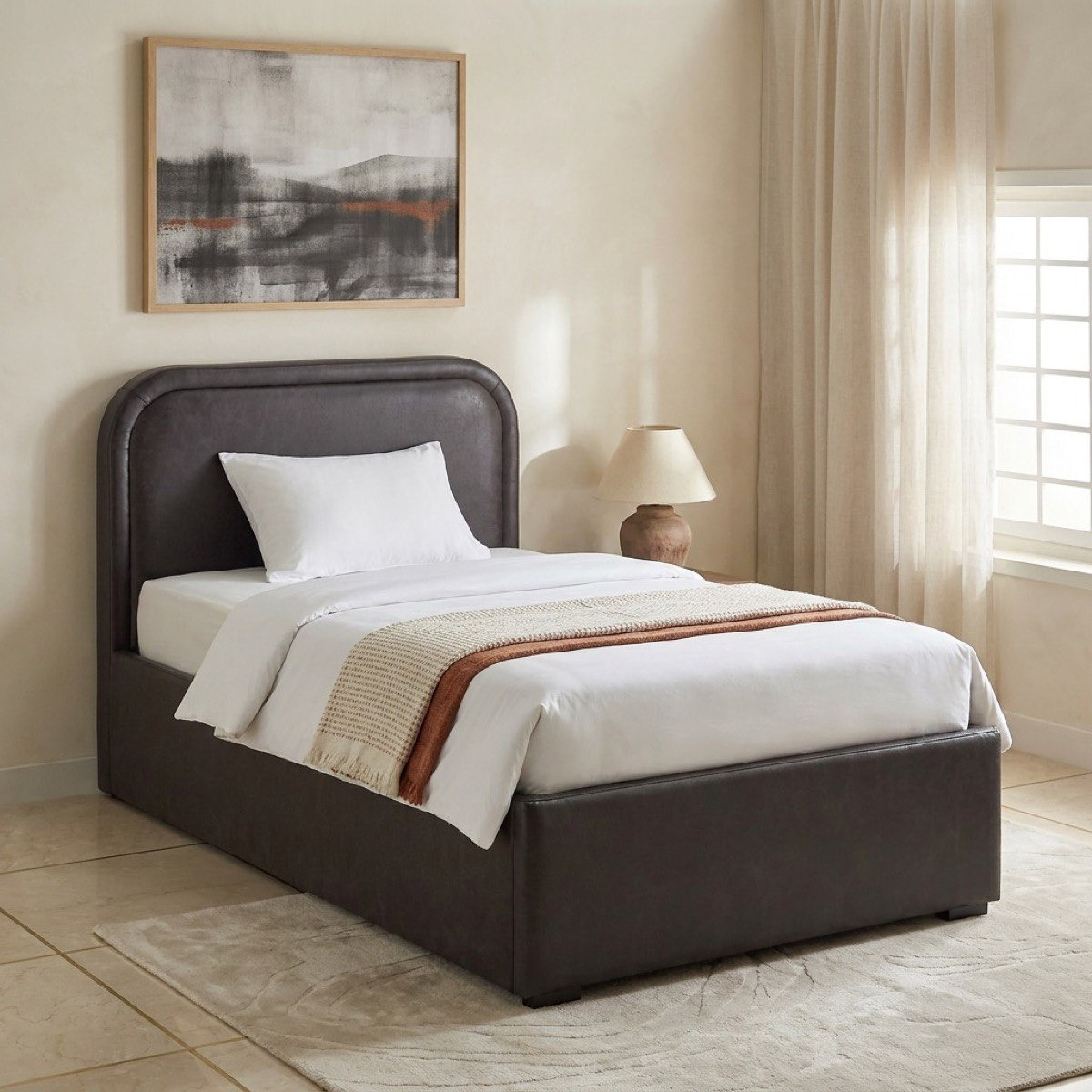 Movo Nordica Opal Upholstered Hydraulic Storage Twin Bed - 120x200 cm-hbxbedroom-bedsandbedsets-upholsteredbeds-twin-image-1