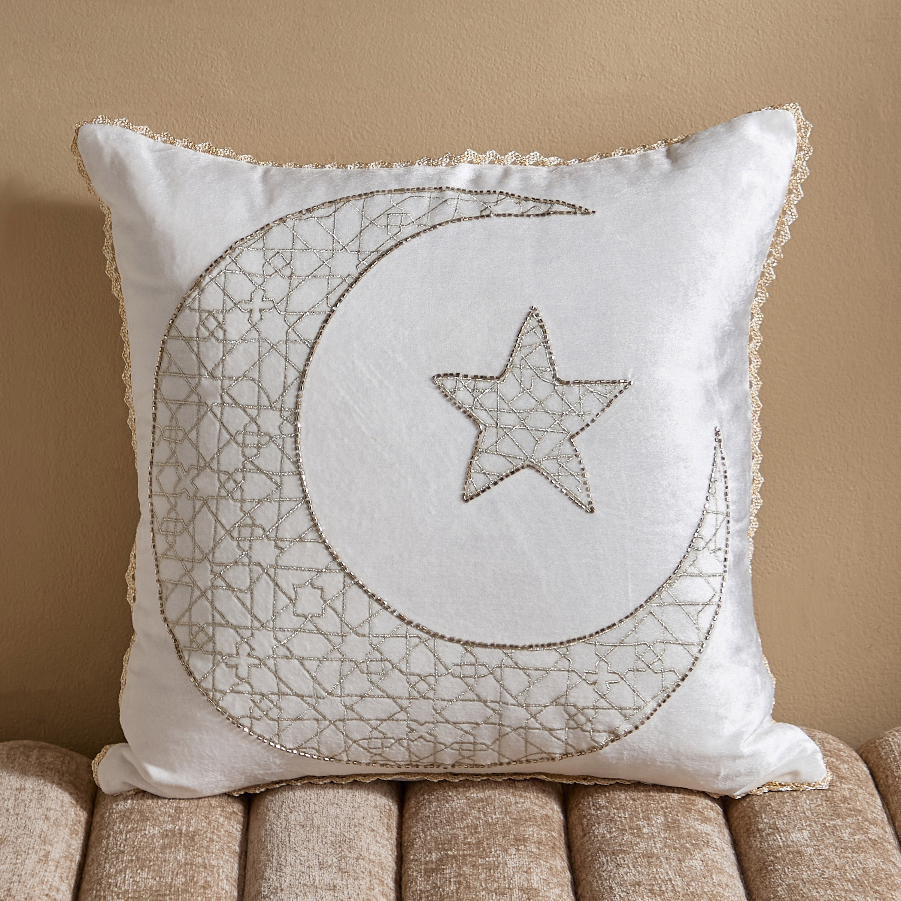Layali Moon and Star Filled Cushion - 45x45 cm-hbxlivingroom-furnishings-cushionsandcovers-filledcushions-image-1