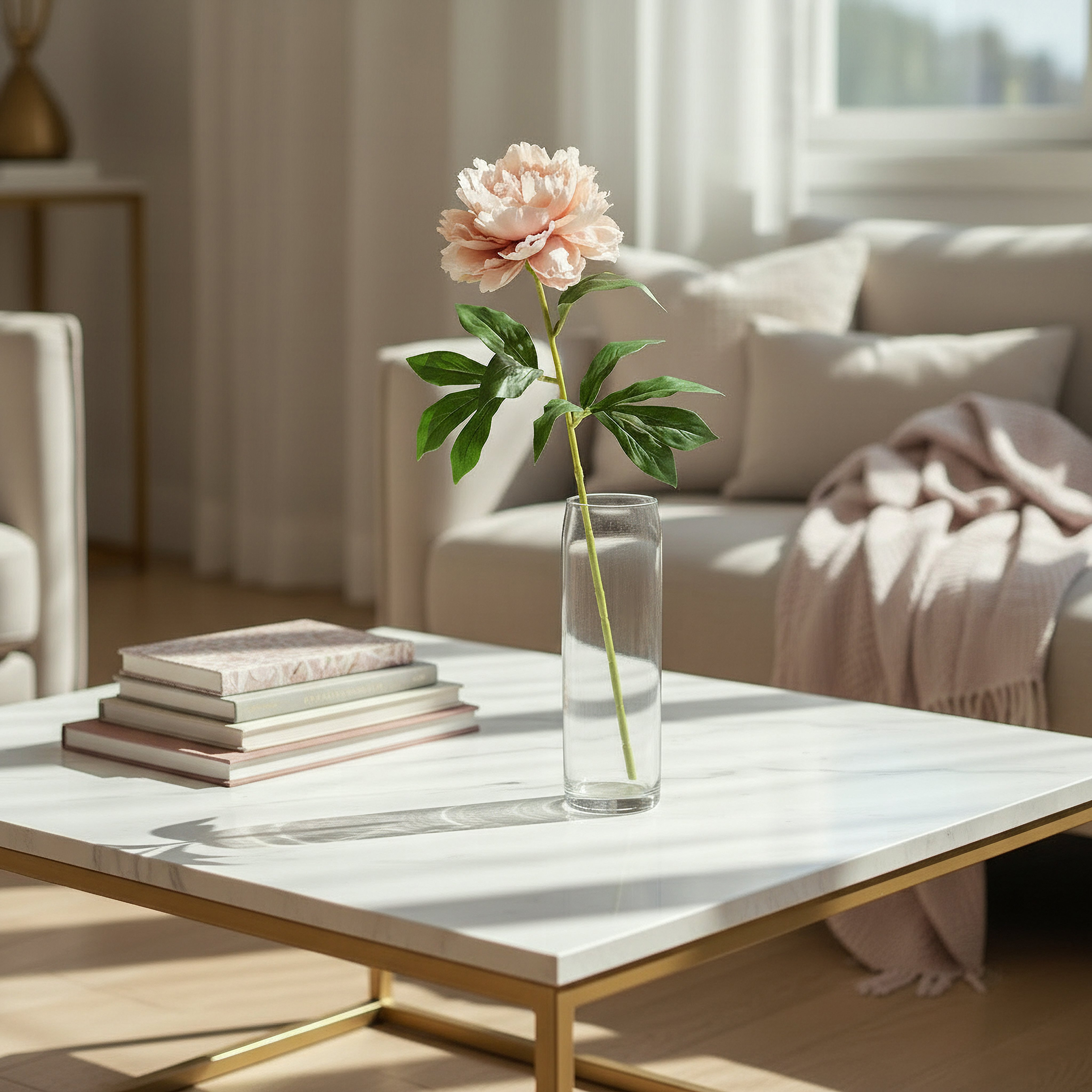 Floret Single Peony Flower Stick - 66 cm-hbxdecorandfurnishings-homeaccessories-artificialflowersandplants-image-4
