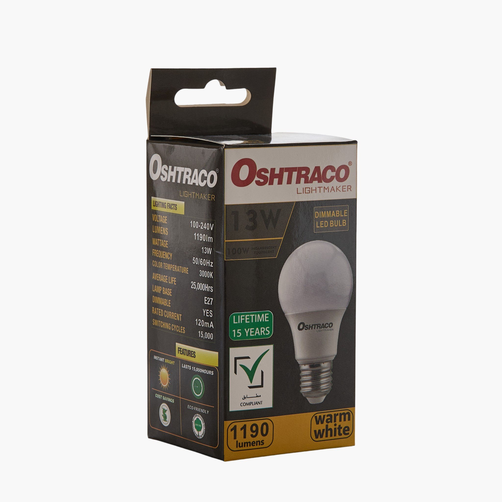 Oshtraco Dimmable 13-Watt E27 3000K LED Bulb-hbxbedroom-lighting-lightingaccessories-image-3