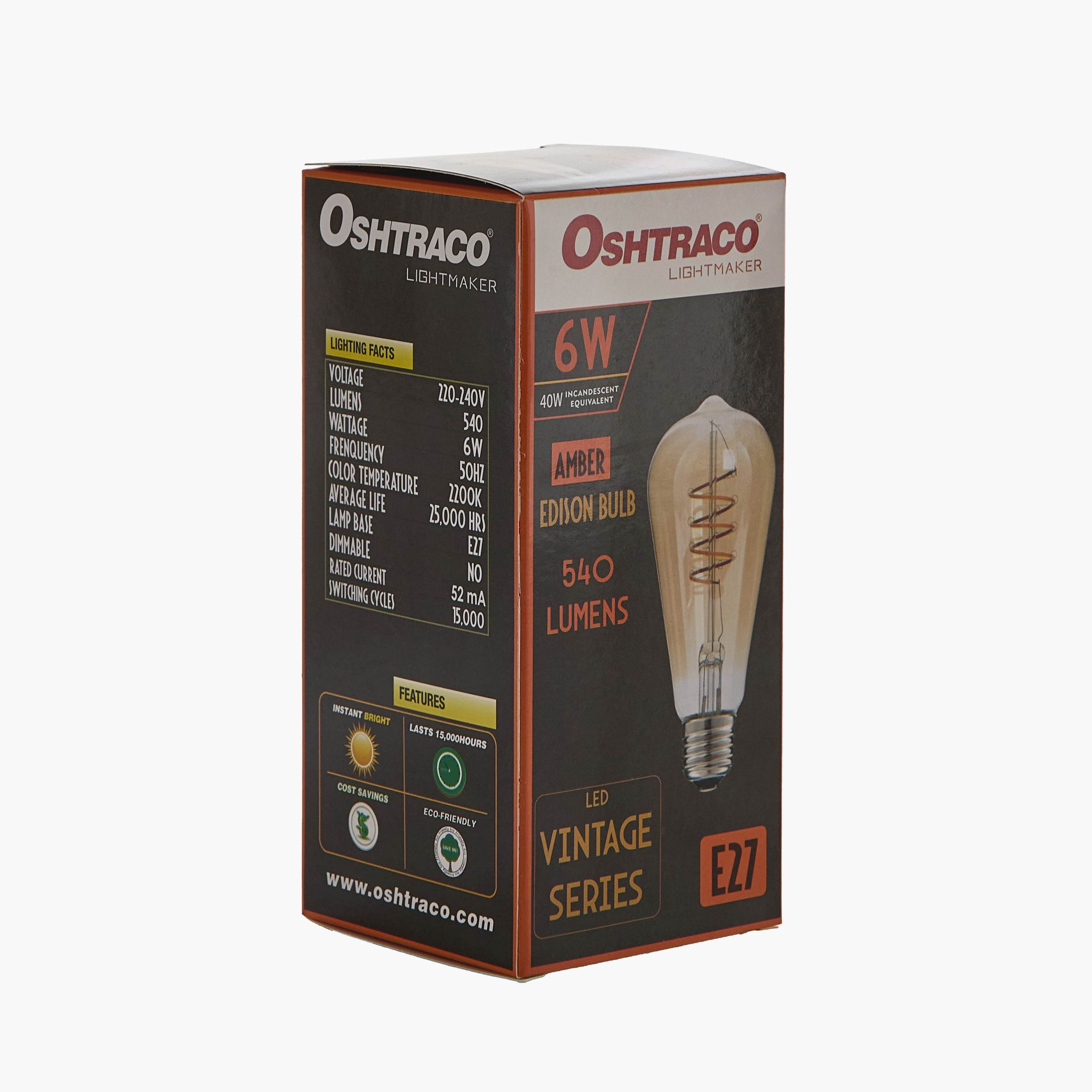 Oshtraco 6-Watt E27 Amber Shade Vintage Edison Bulb-hbxbedroom-lighting-lightingaccessories-image-3