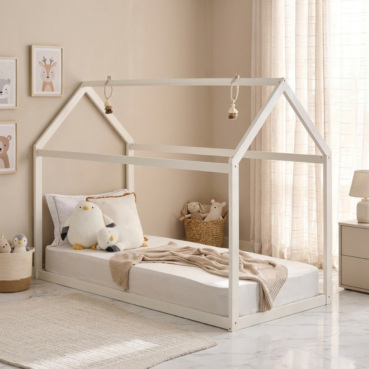 Movo Stova Vanilla Single House Bed - 90x200 cm-hbxfurniture-bedsandbedsets-beds-single-image-7