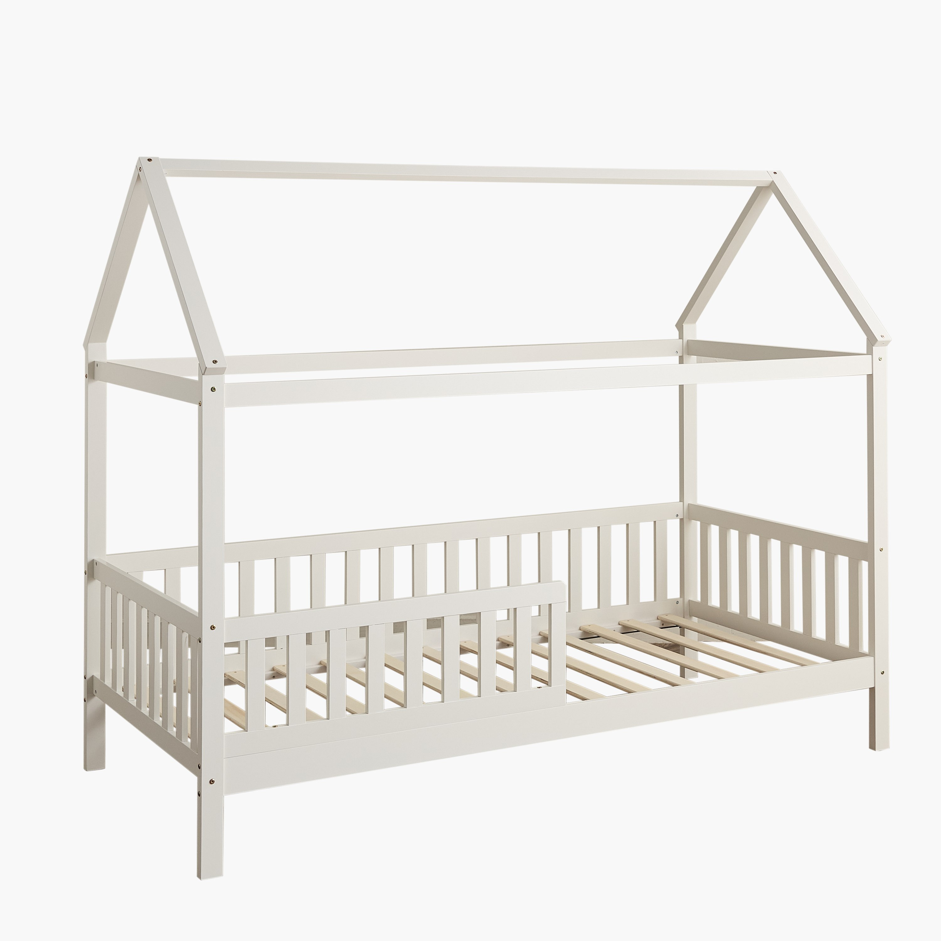 Movo Stova Vanilla House Single Bed with Fence - 90x200 cm-hbxfurniture-bedsandbedsets-beds-single-image-11