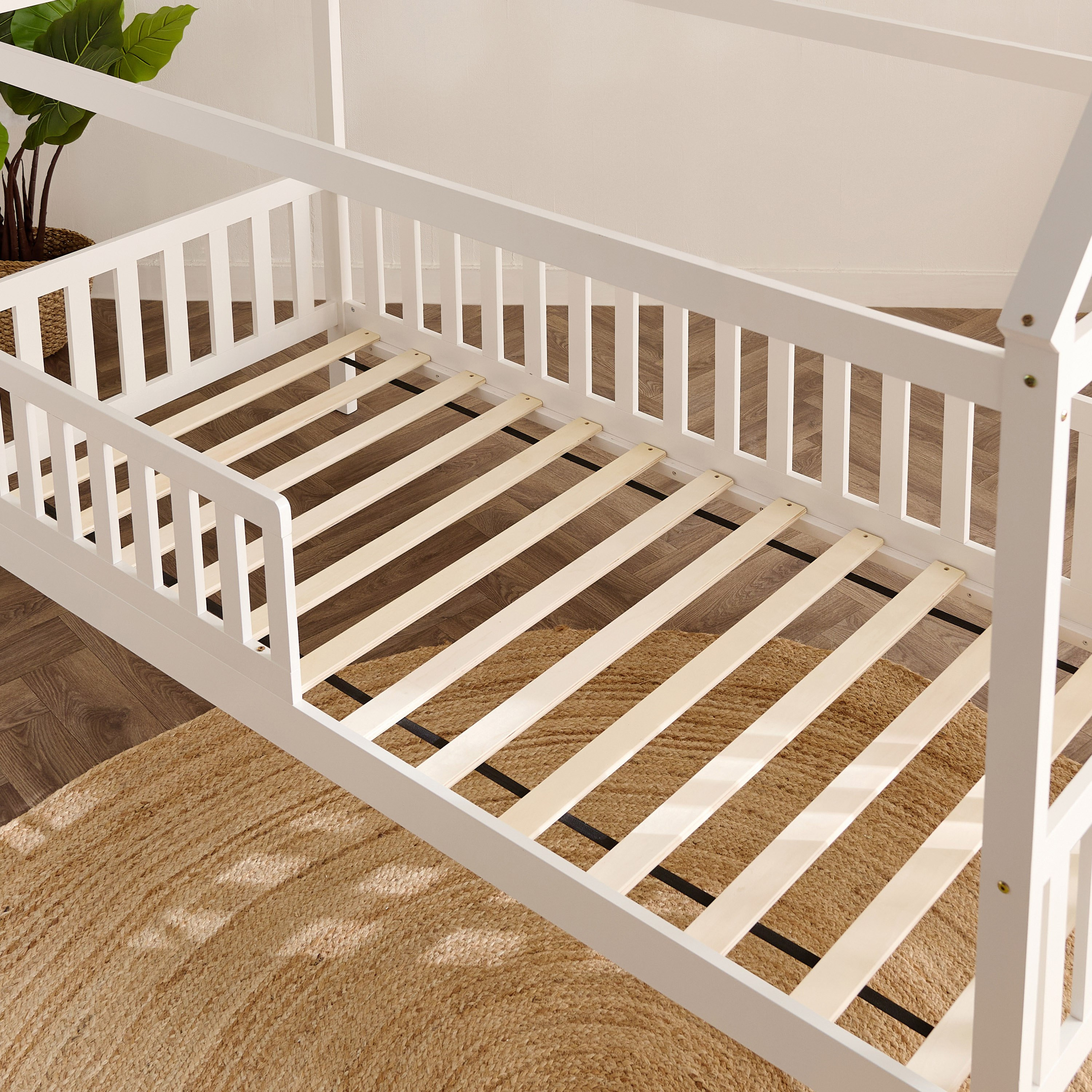 Movo Stova Vanilla House Single Bed with Fence - 90x200 cm-hbxfurniture-bedsandbedsets-beds-single-image-9