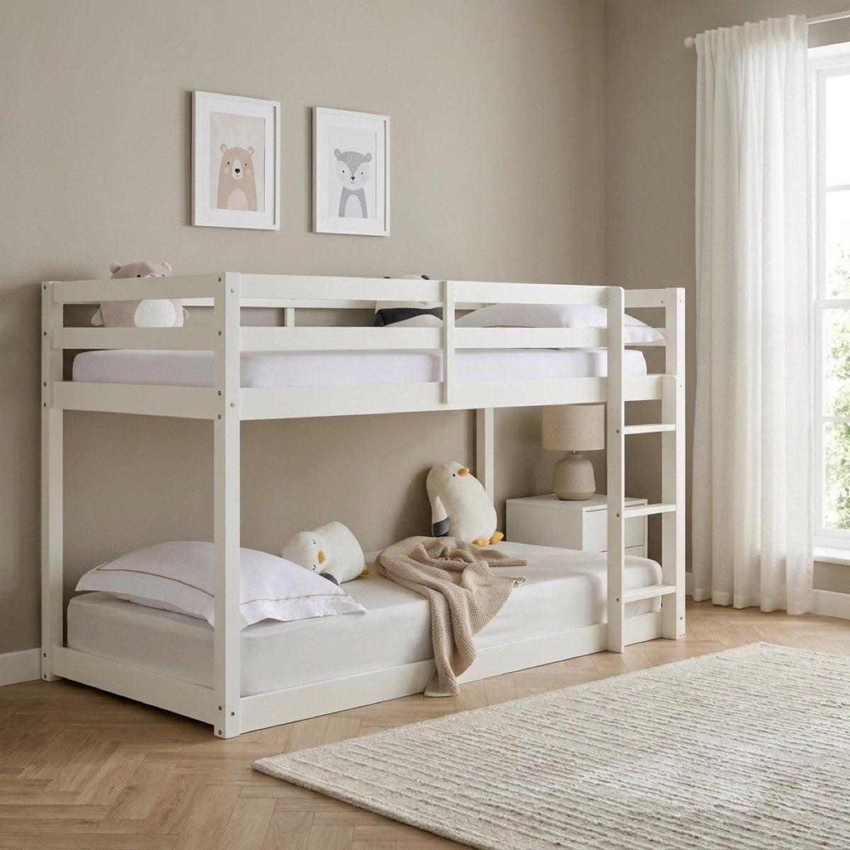Stova Vanilla Floor Bunk Bed - 90x200 cm-hbxkidsandyouth-bedsandbedsets-bunkbeds-single-image-1