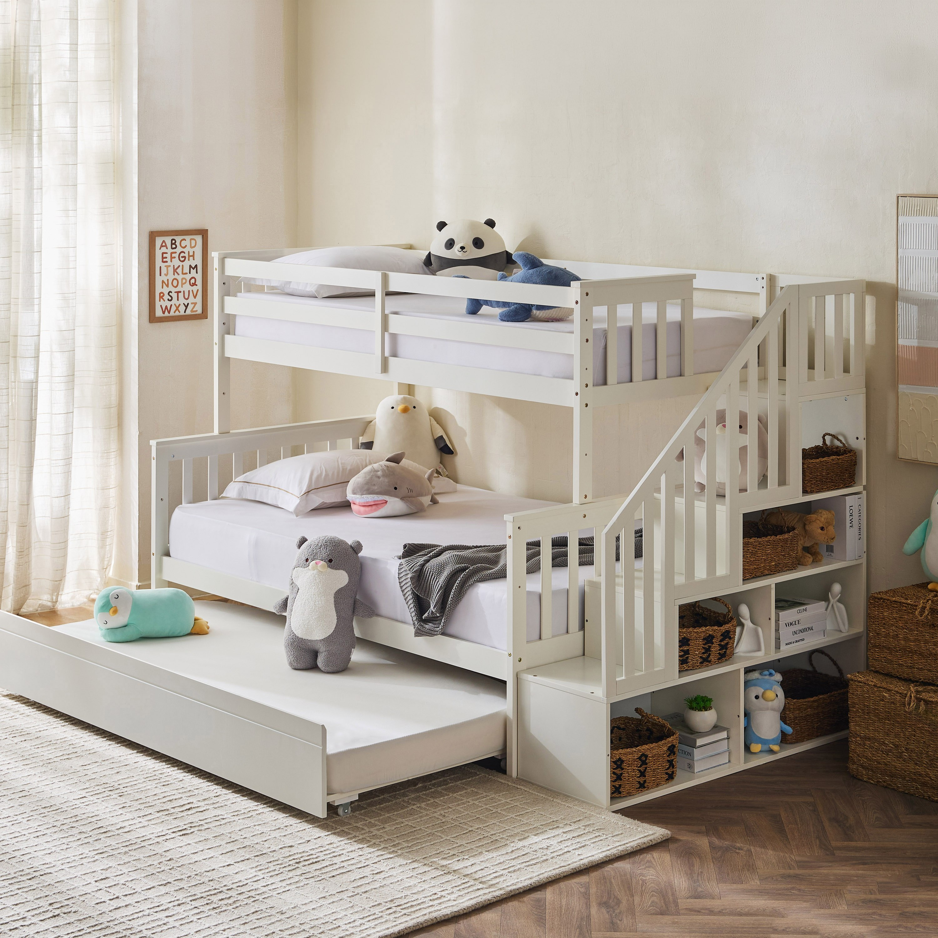 Stova Vanilla Twin Step Single Bunk Bed with Pull Out and Storage - 90x200 cm-hbxkidsandyouth-bedsandbedsets-bunkbeds-single-image-10