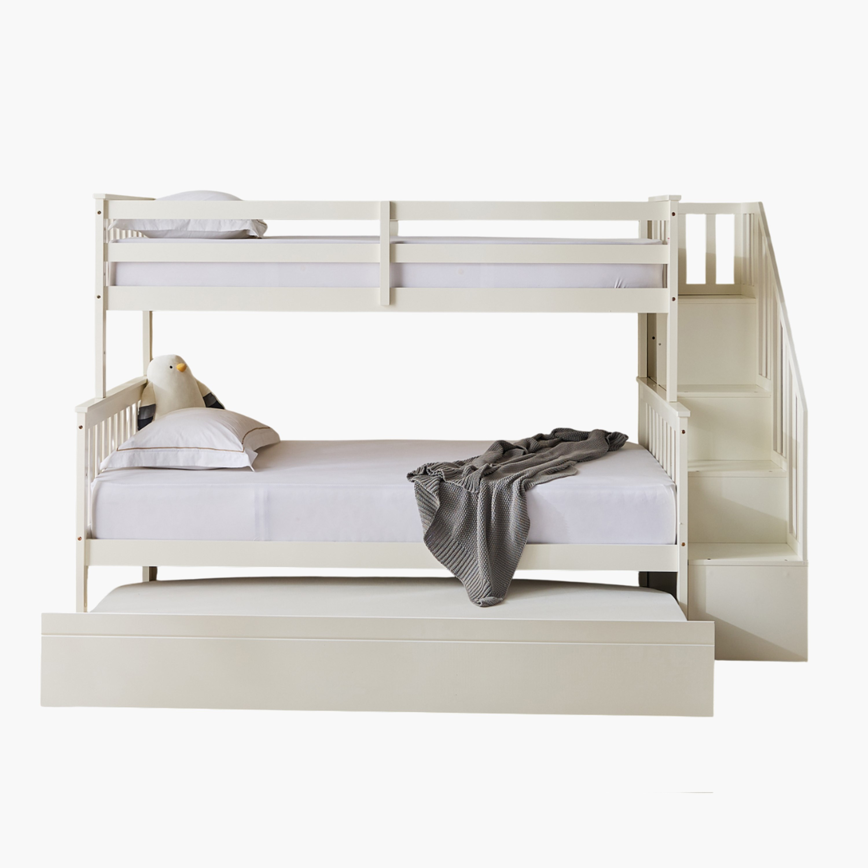 Stova Vanilla Twin Step Single Bunk Bed with Pull Out and Storage - 90x200 cm-hbxkidsandyouth-bedsandbedsets-bunkbeds-single-image-3