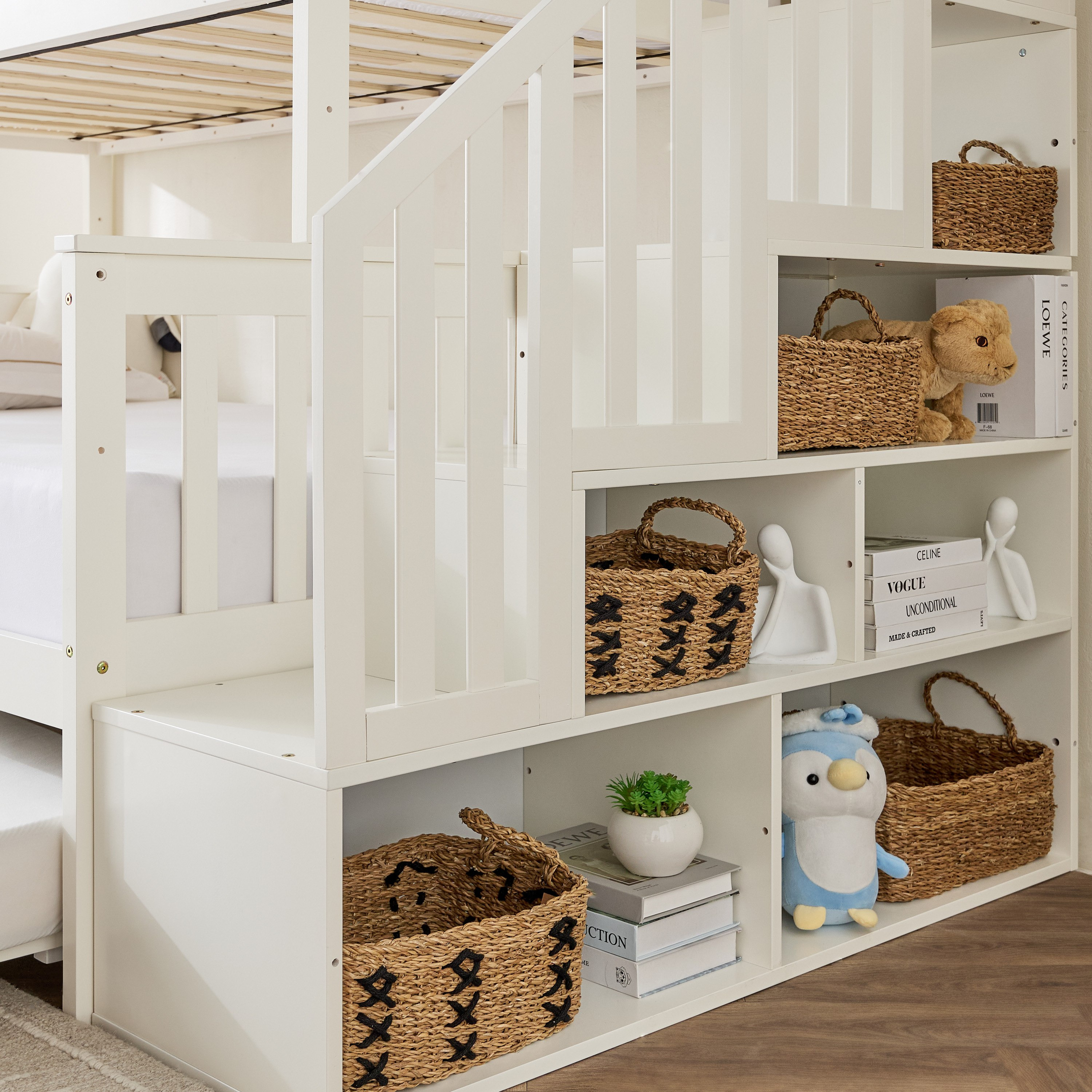 Stova Vanilla Twin Step Single Bunk Bed with Pull Out and Storage - 90x200 cm-hbxkidsandyouth-bedsandbedsets-bunkbeds-single-image-6