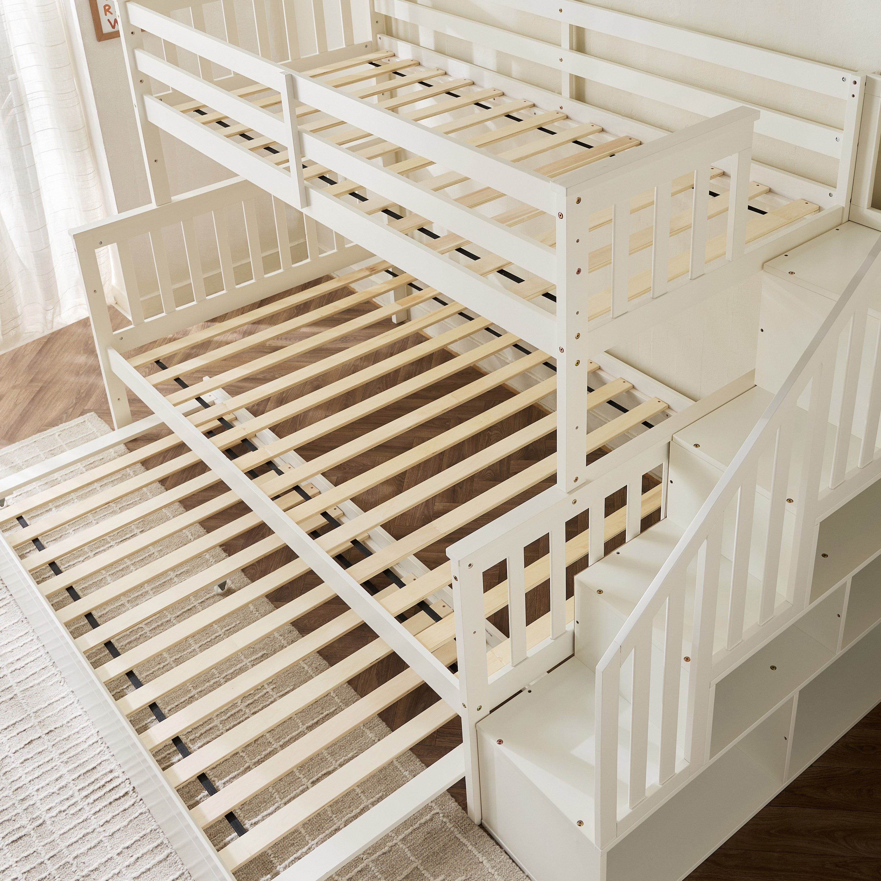 Stova Vanilla Twin Step Single Bunk Bed with Pull Out and Storage - 90x200 cm-hbxkidsandyouth-bedsandbedsets-bunkbeds-single-image-9