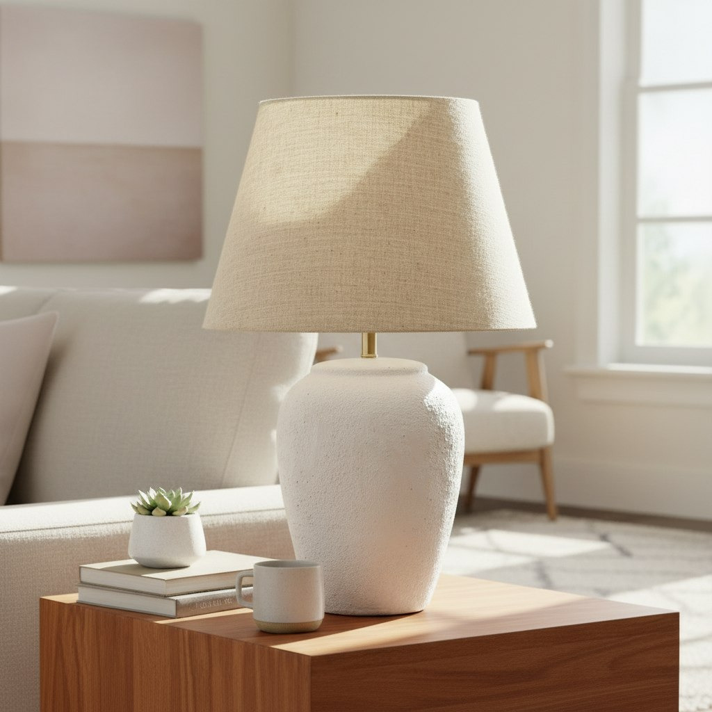 Emzie Big Size Ceramic Table Lamp with Linen Shade - 35x53.5 cm-hbxlivingroom-lighting-tablelamps-image-5