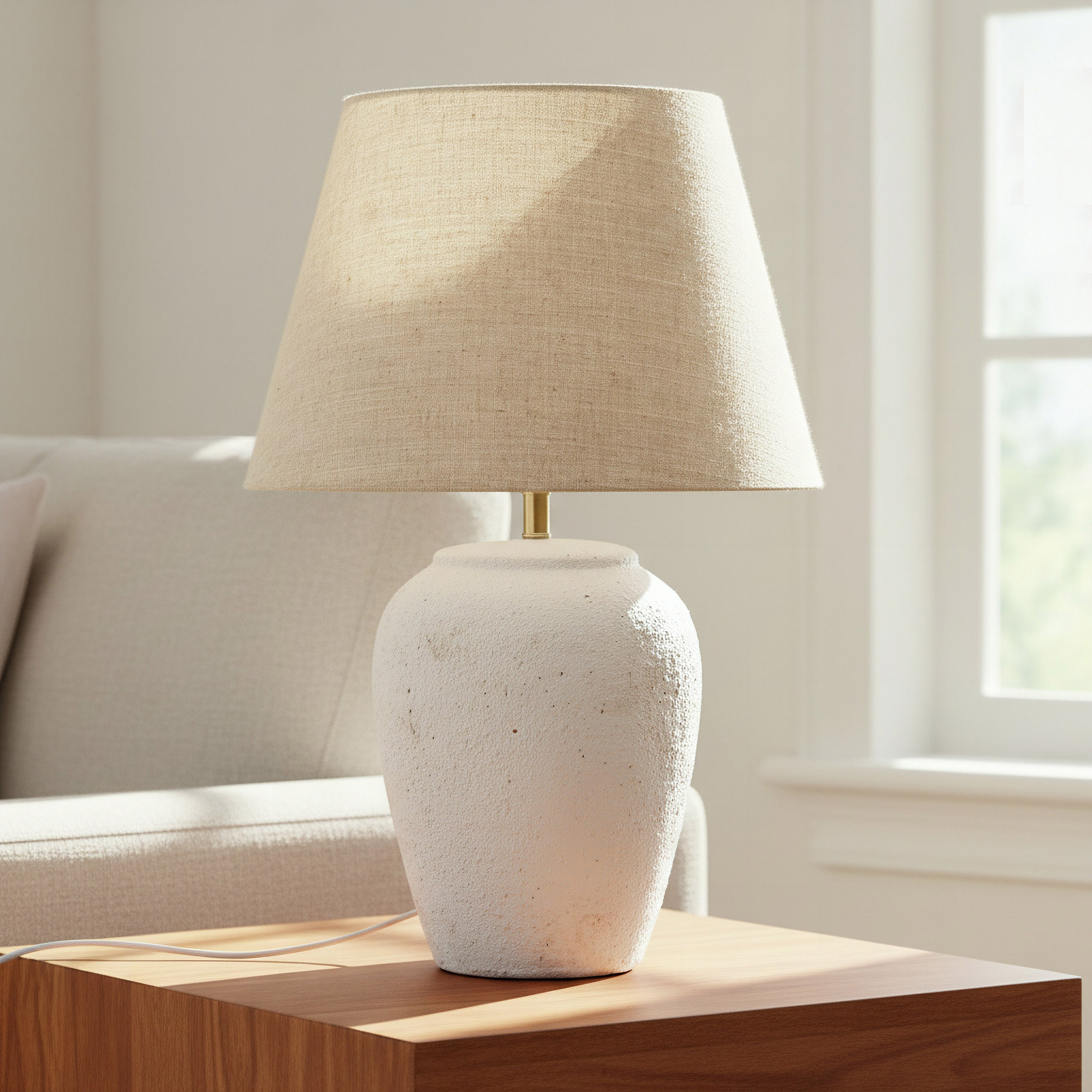 Emzie Big Size Ceramic Table Lamp with Linen Shade - 35x53.5 cm-hbxlivingroom-lighting-tablelamps-image-1