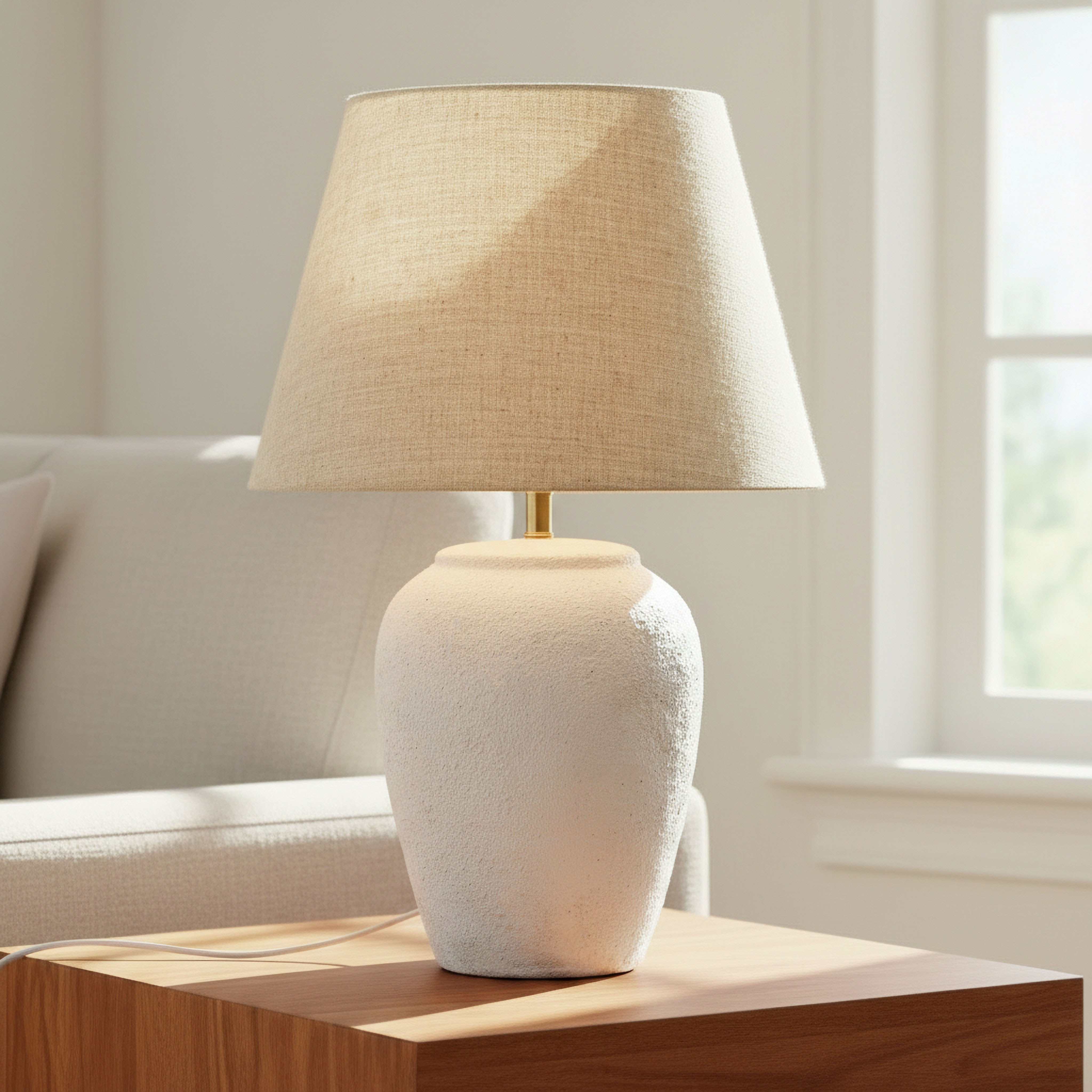 Emzie Big Size Ceramic Table Lamp with Linen Shade - 35x53.5 cm-hbxlivingroom-lighting-tablelamps-image-2