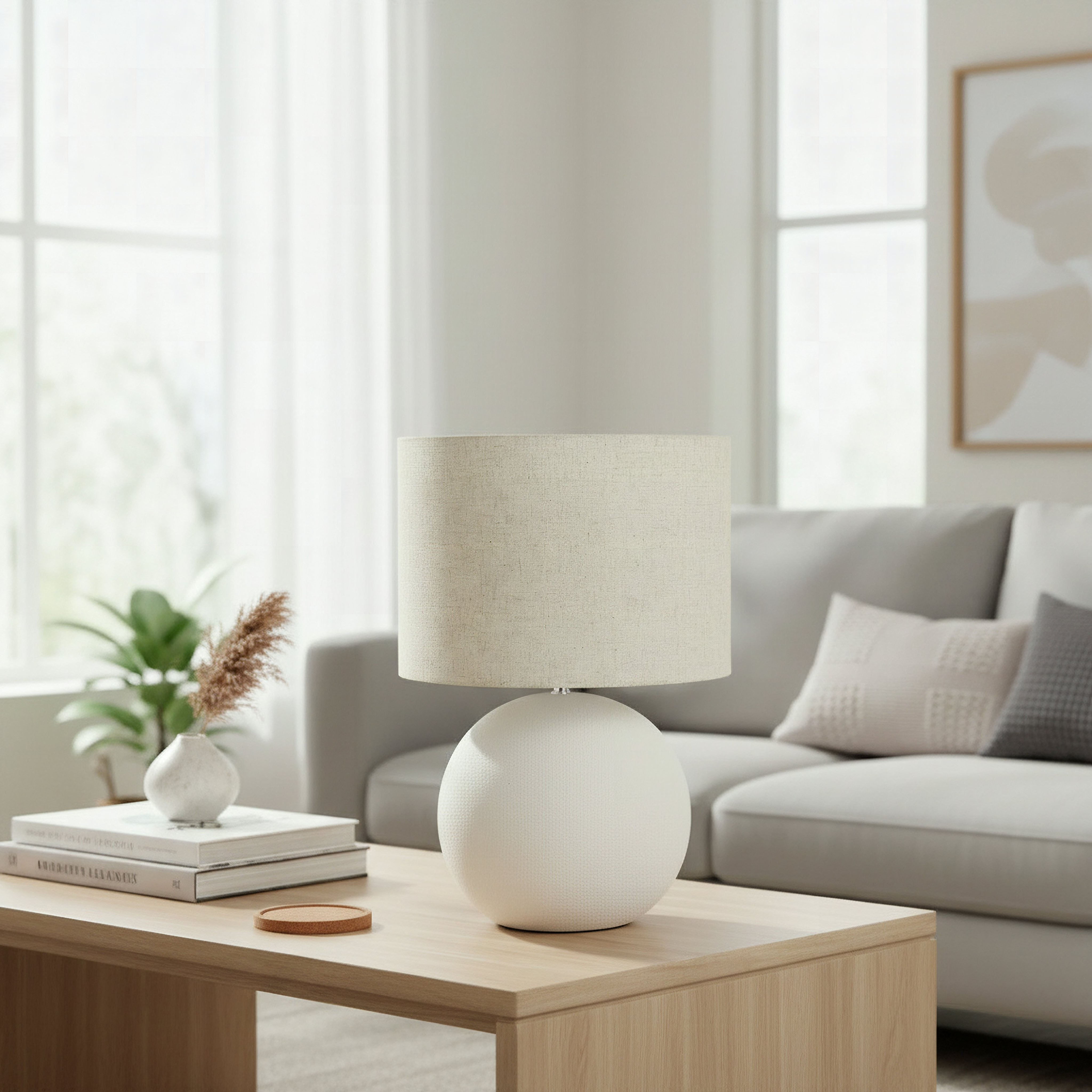 Emzie Big Size Ceramic Table Lamp with Linen Shade - 38x51.5 cm-hbxlivingroom-lighting-tablelamps-image-5