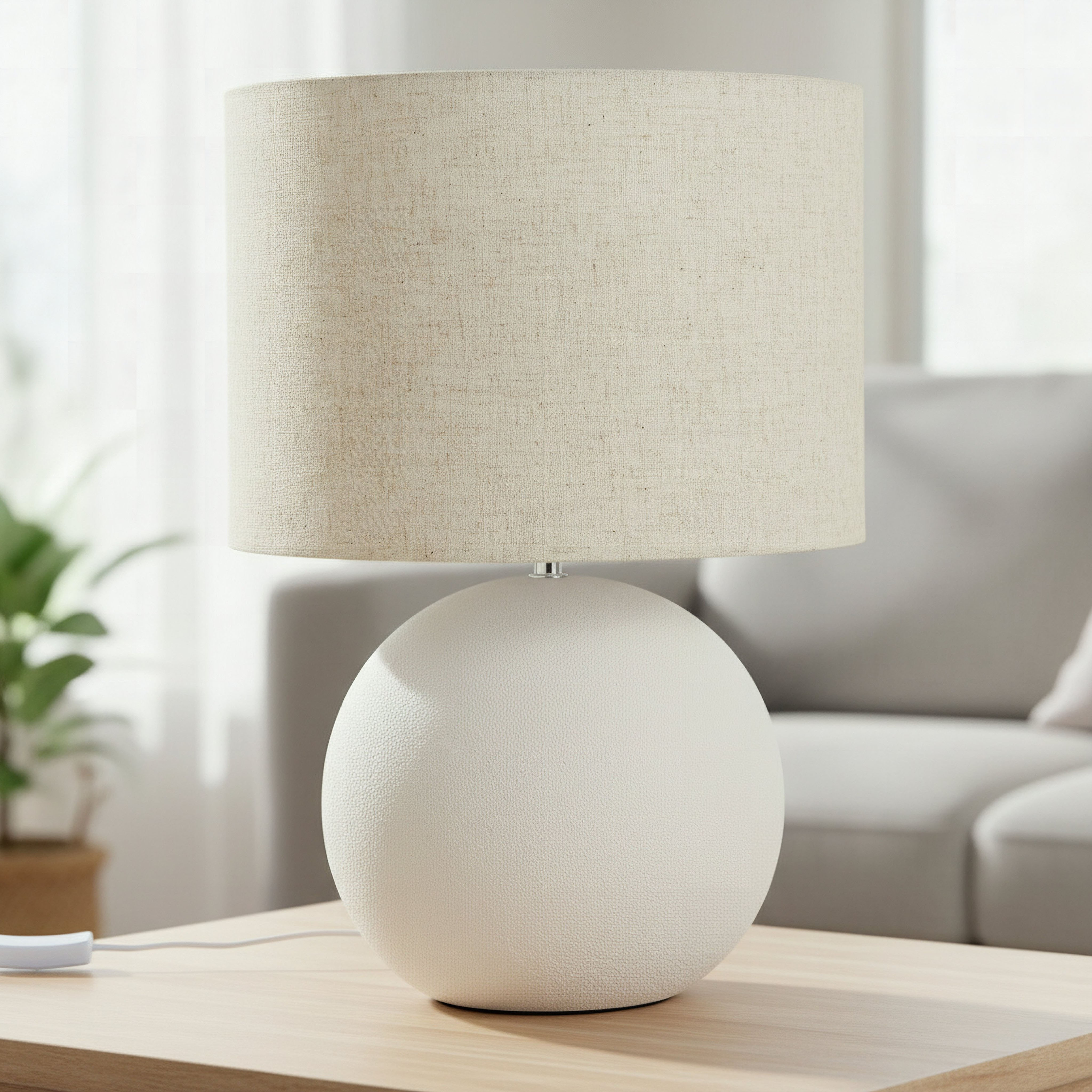Emzie Big Size Ceramic Table Lamp with Linen Shade - 38x51.5 cm-hbxlivingroom-lighting-tablelamps-image-1