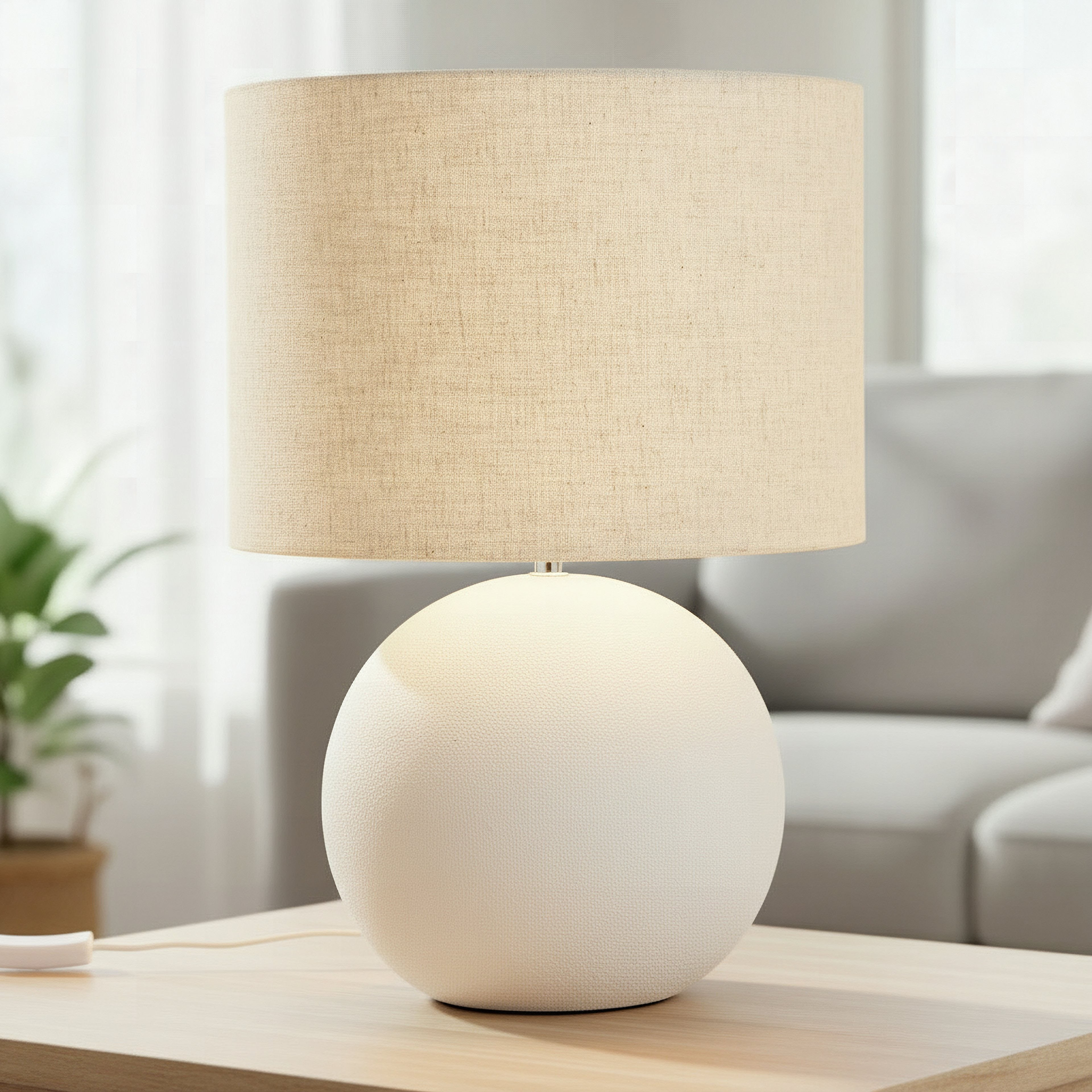 Emzie Big Size Ceramic Table Lamp with Linen Shade - 38x51.5 cm-hbxlivingroom-lighting-tablelamps-image-2