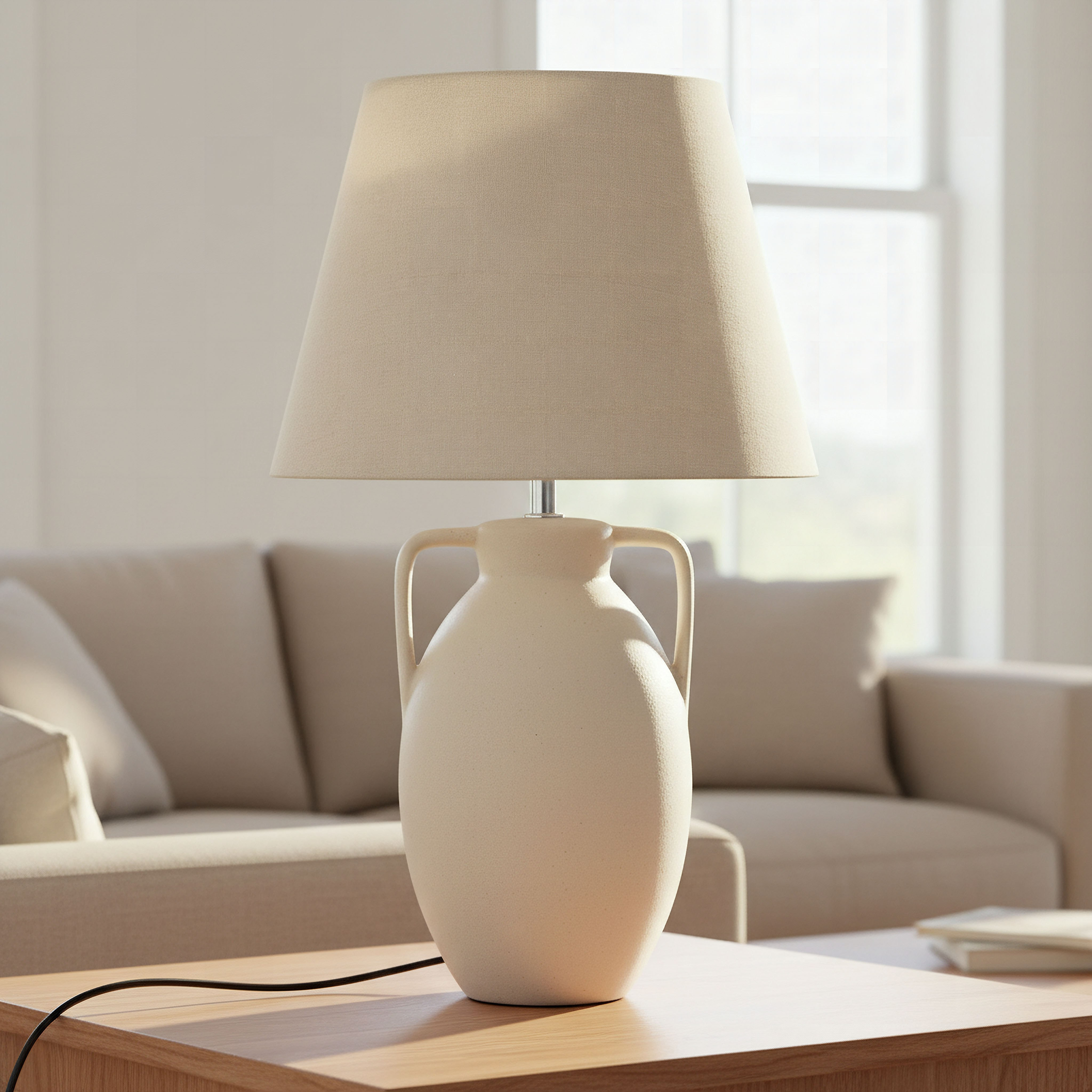 Emzie Table Lamp with Linen Lampshade - 52 cm-hbxlivingroom-lighting-tablelamps-image-1