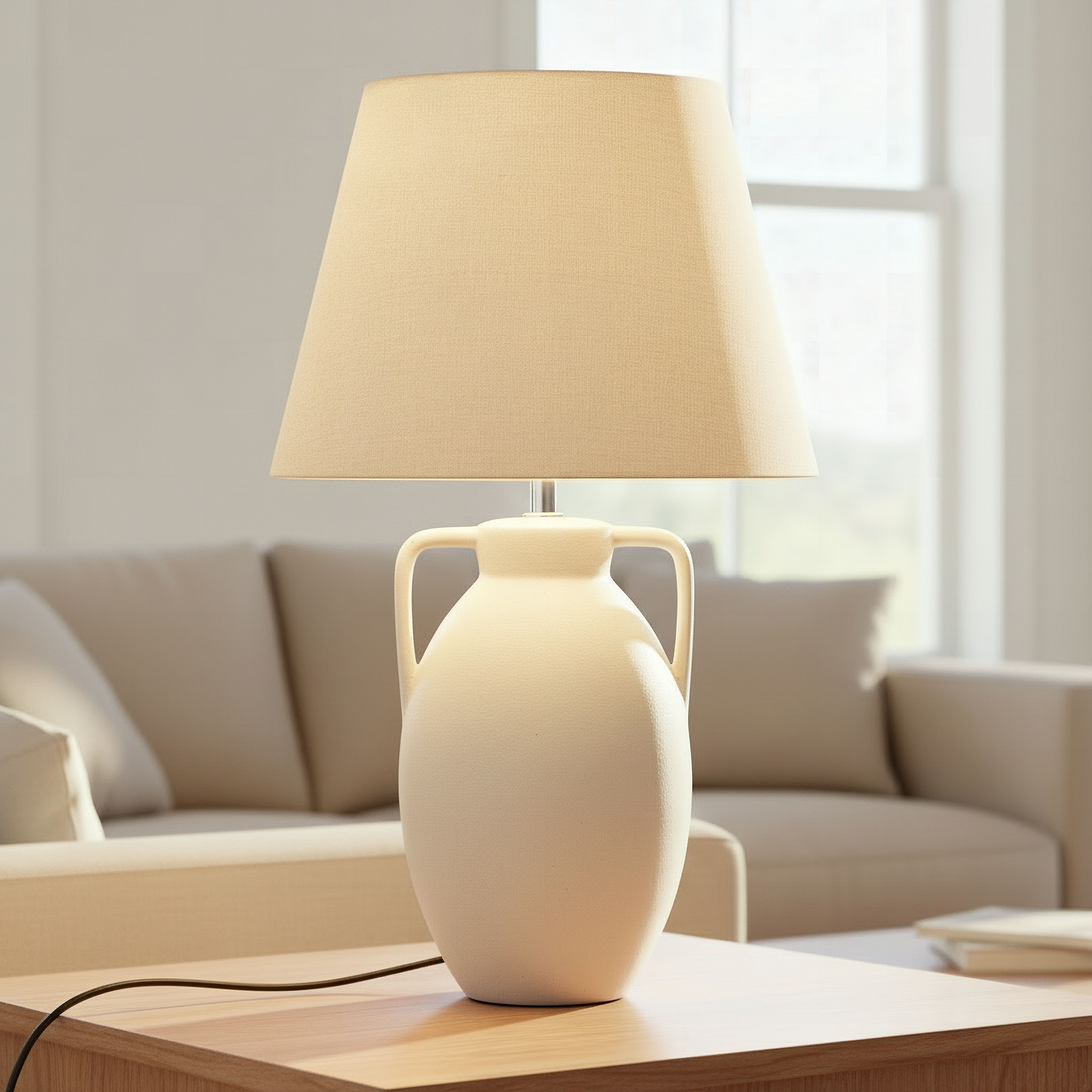 Emzie Table Lamp with Linen Lampshade - 52 cm-hbxlivingroom-lighting-tablelamps-image-2