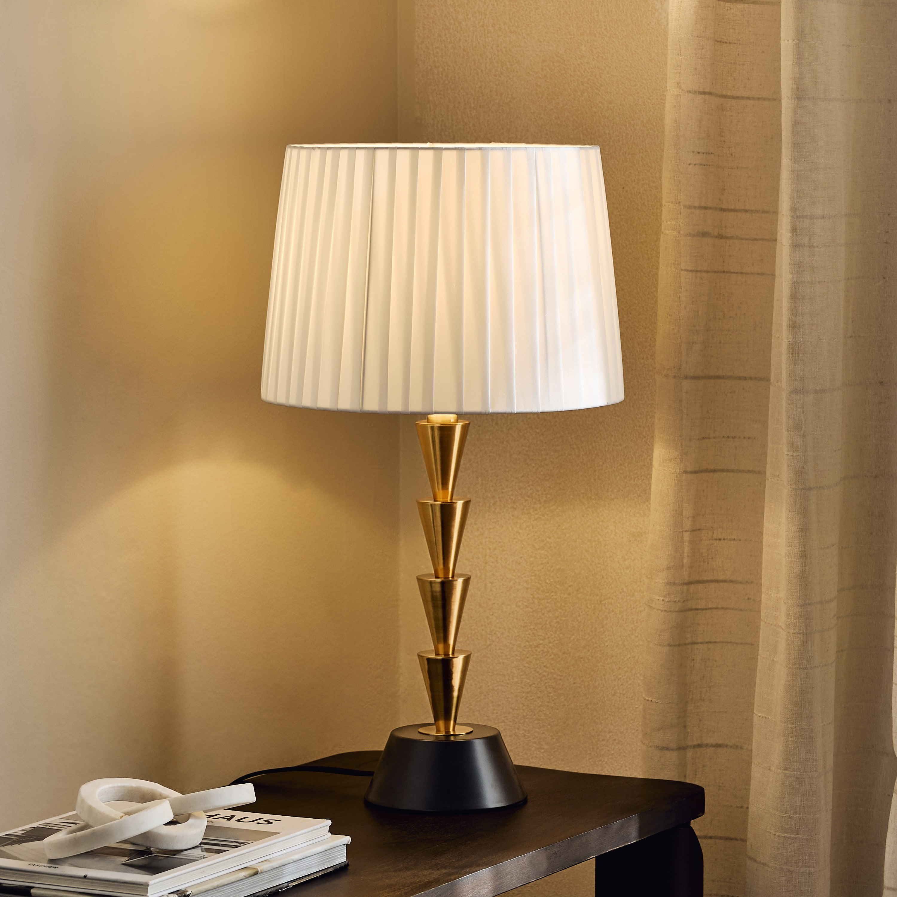 Zeston Metal Table Lamp with Pleated Shade - 59 cm-hbxlivingroom-lighting-tablelamps-image-6