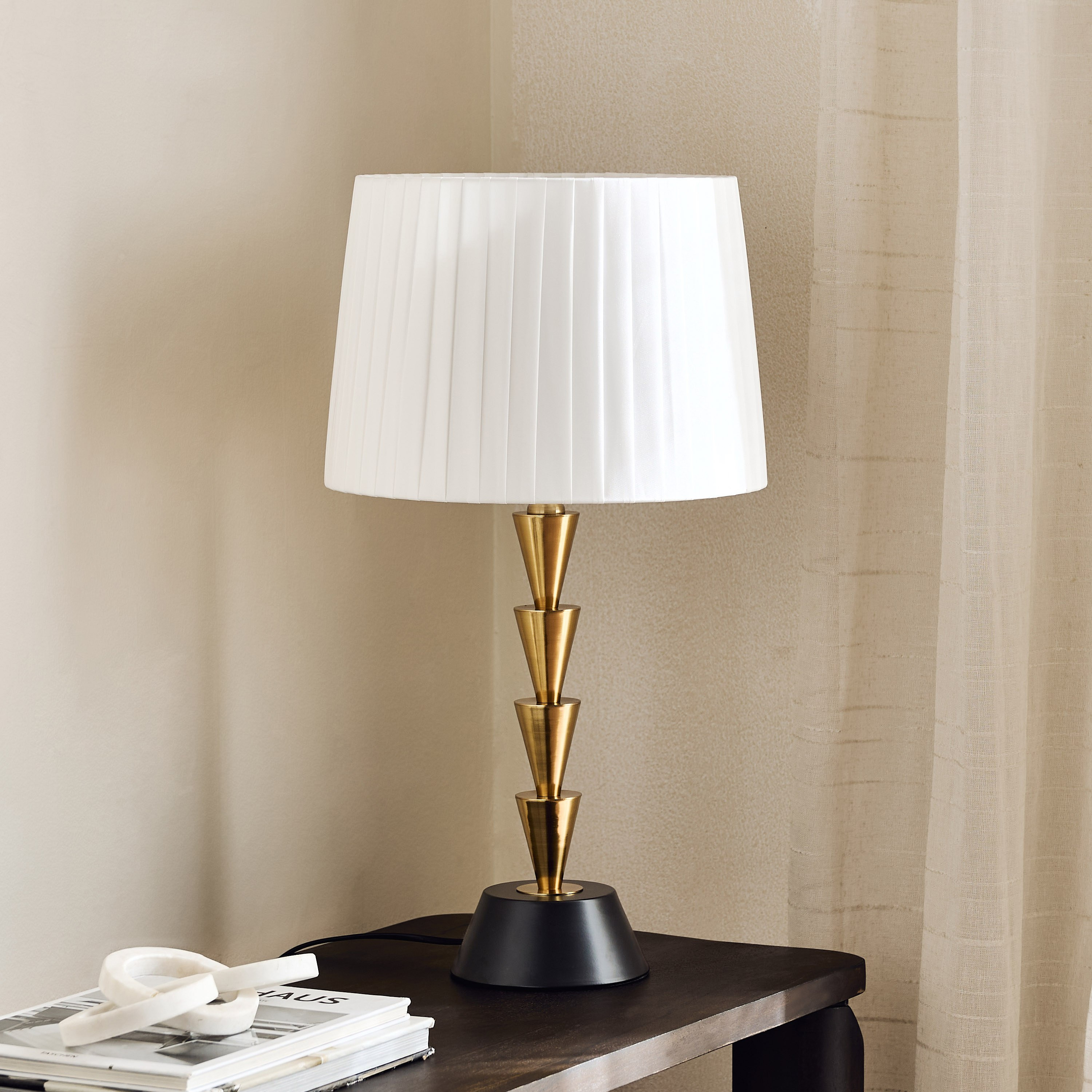 Zeston Metal Table Lamp with Pleated Shade - 59 cm-hbxlivingroom-lighting-tablelamps-image-7