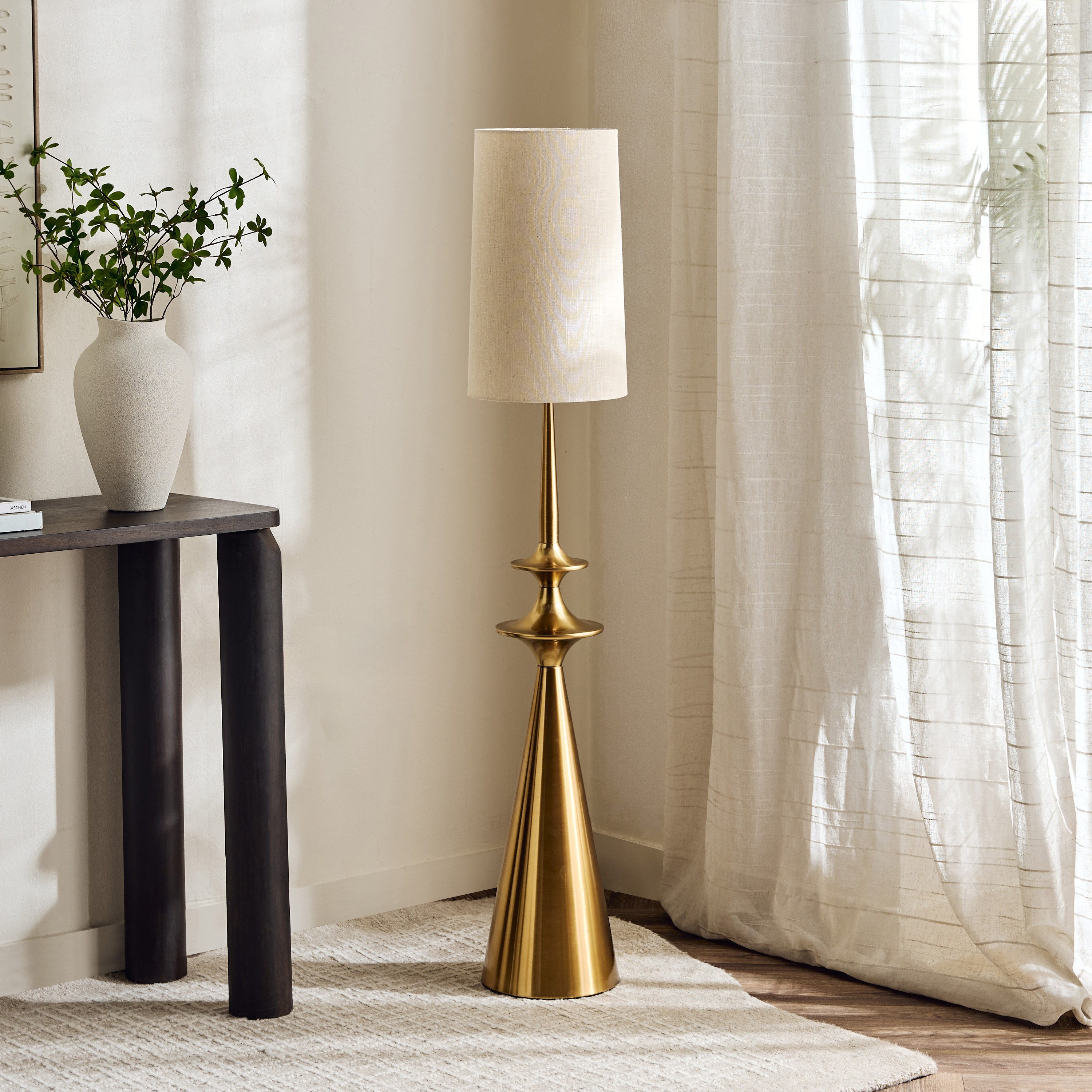 Zeston Metal Floor Lamp with Linen Shade - 140 cm-hbxhomeware-hbxdecorandfurnishings-image-2