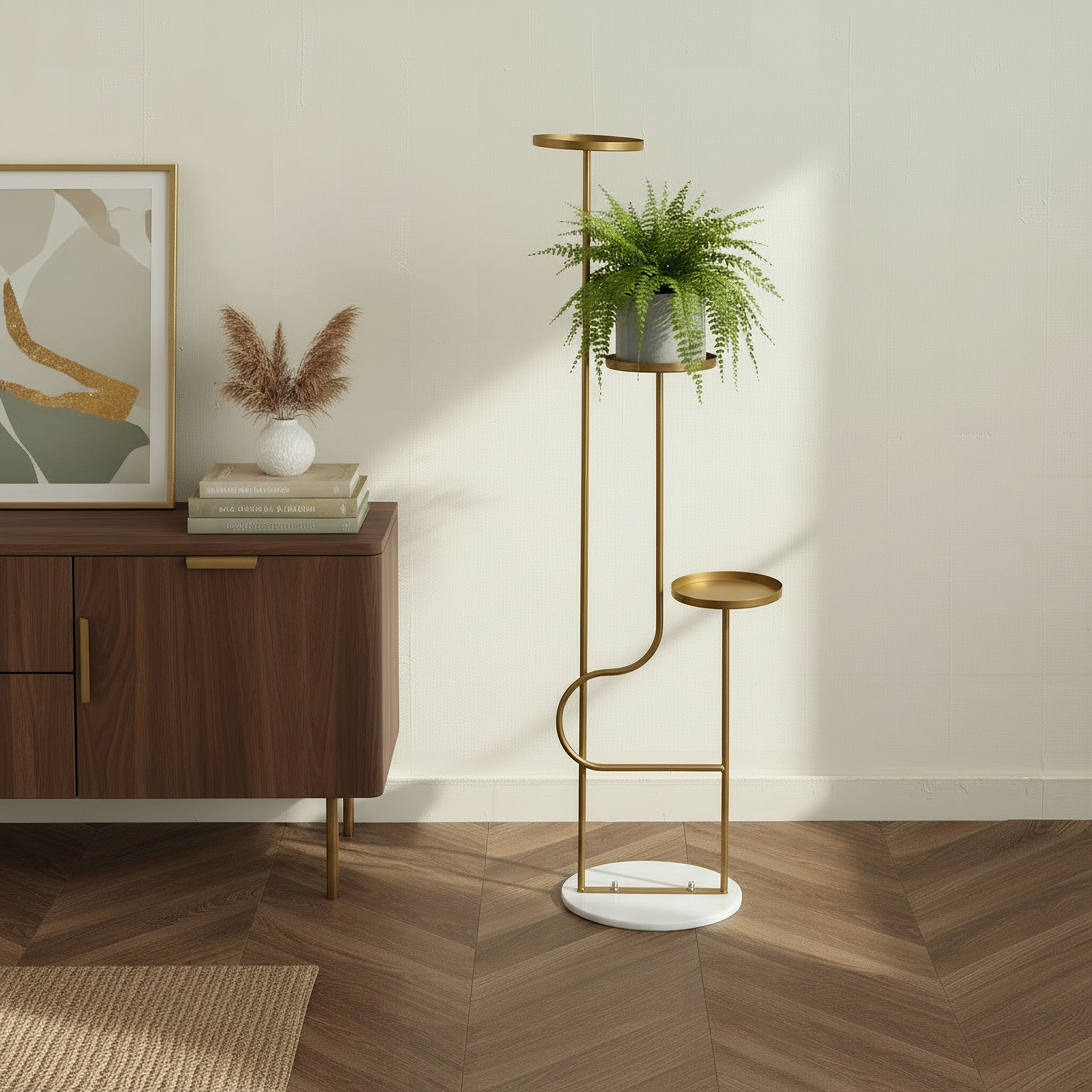 Vista-Ace 3-Tier Premium Metal Planter Stand with Marble Base - 40x120 cm-hbxhomeware-hbxdecorandfurnishings-image-4