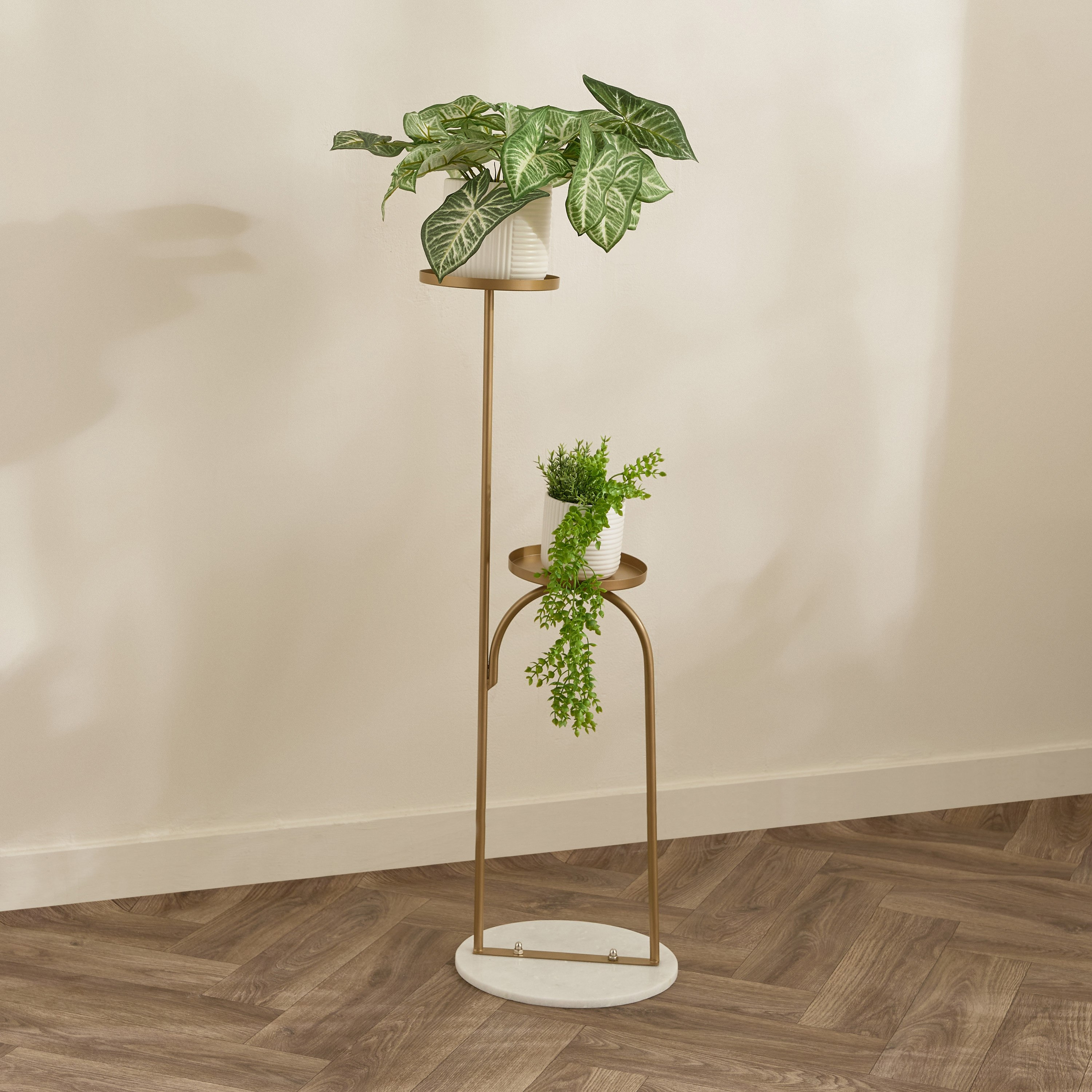 Vista-Ace 2-Tier Premium Metal Planter Stand with Marble Base - 35x90 cm-hbxhomeware-hbxdecorandfurnishings-image-5