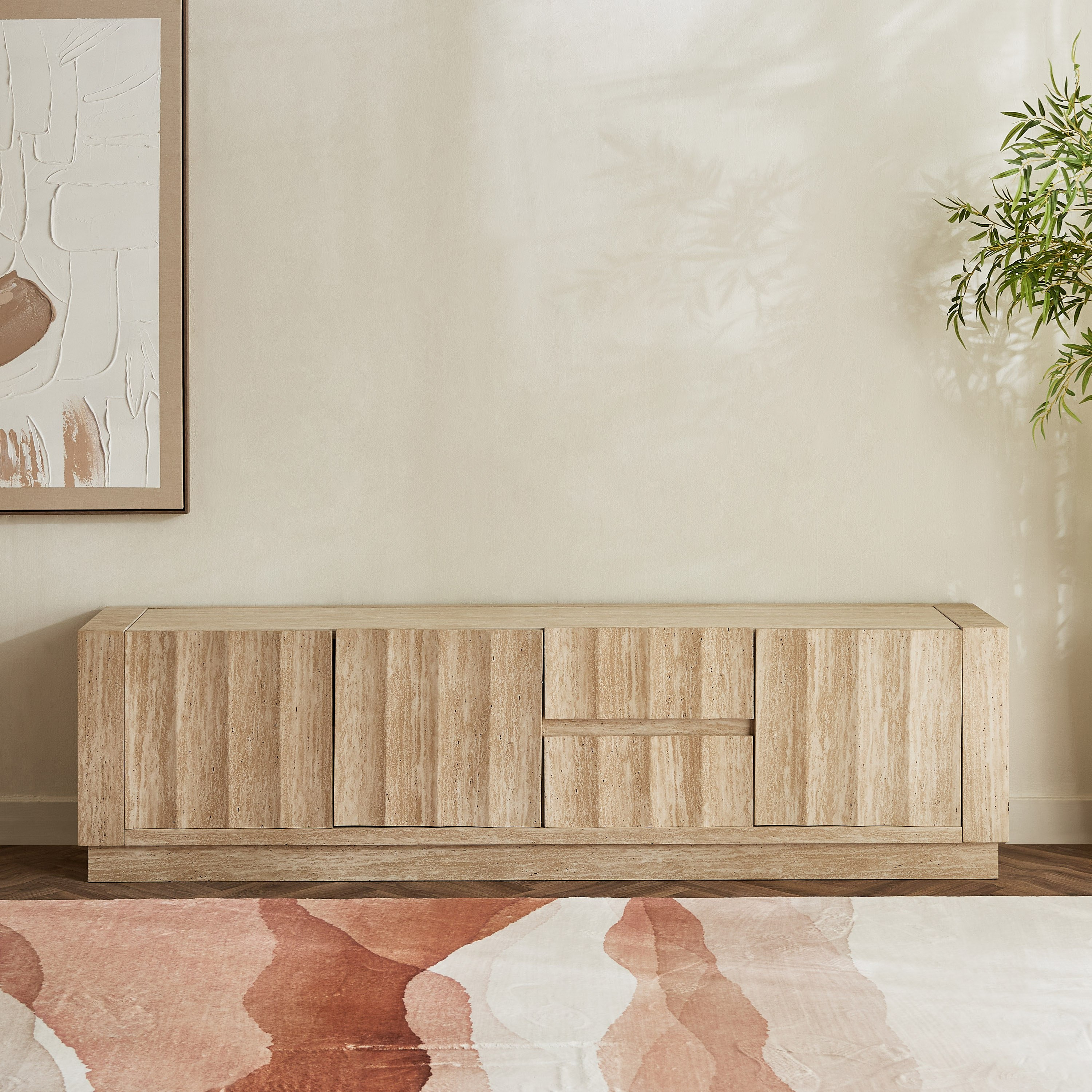 Scallop 2 Meter Sintered Stone Top TV Unit for TVs up to 80 inches-hbxlivingroom-mediaunitsandstorage-tvunits-image-3