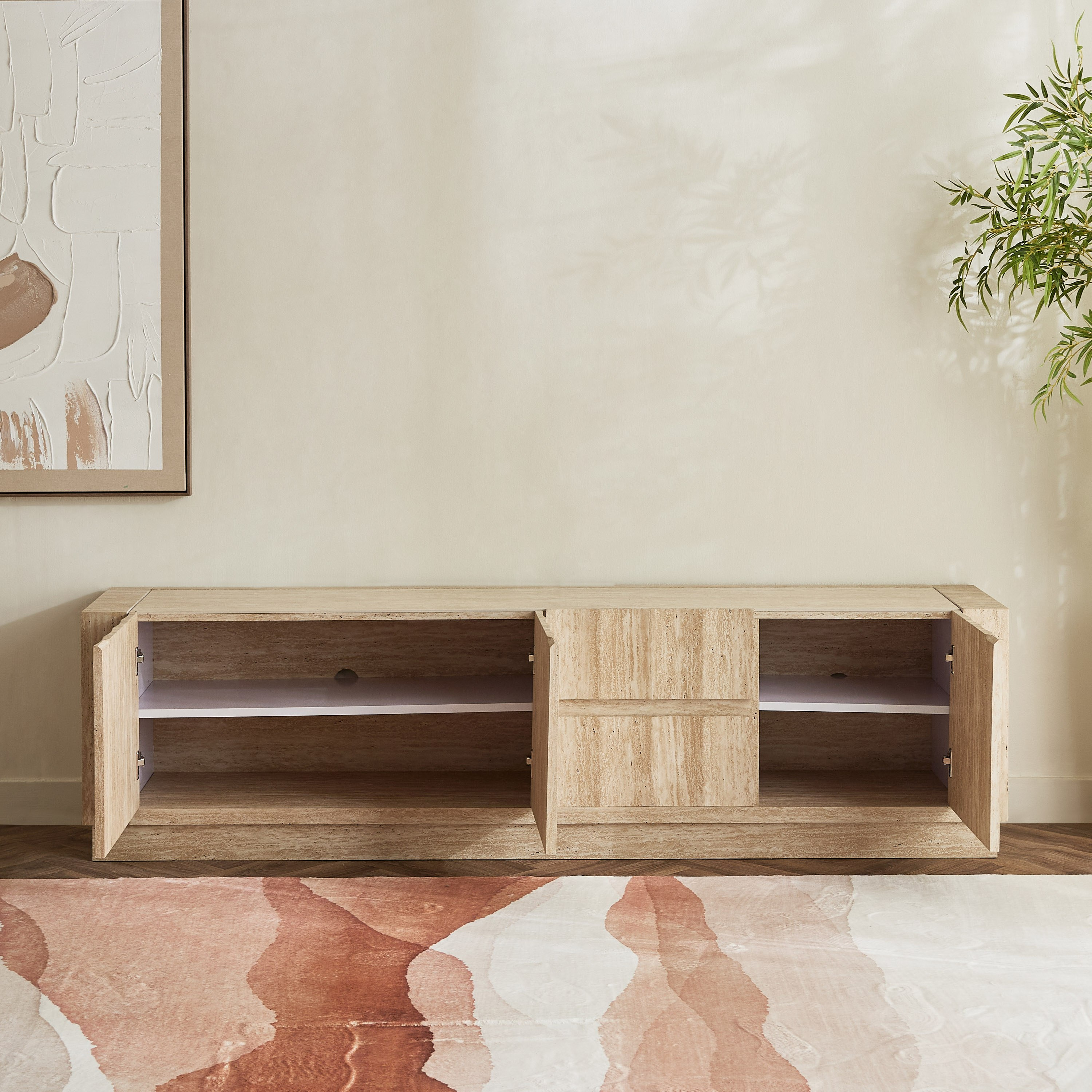 Scallop 2 Meter Sintered Stone Top TV Unit for TVs up to 80 inches-hbxlivingroom-mediaunitsandstorage-tvunits-image-4