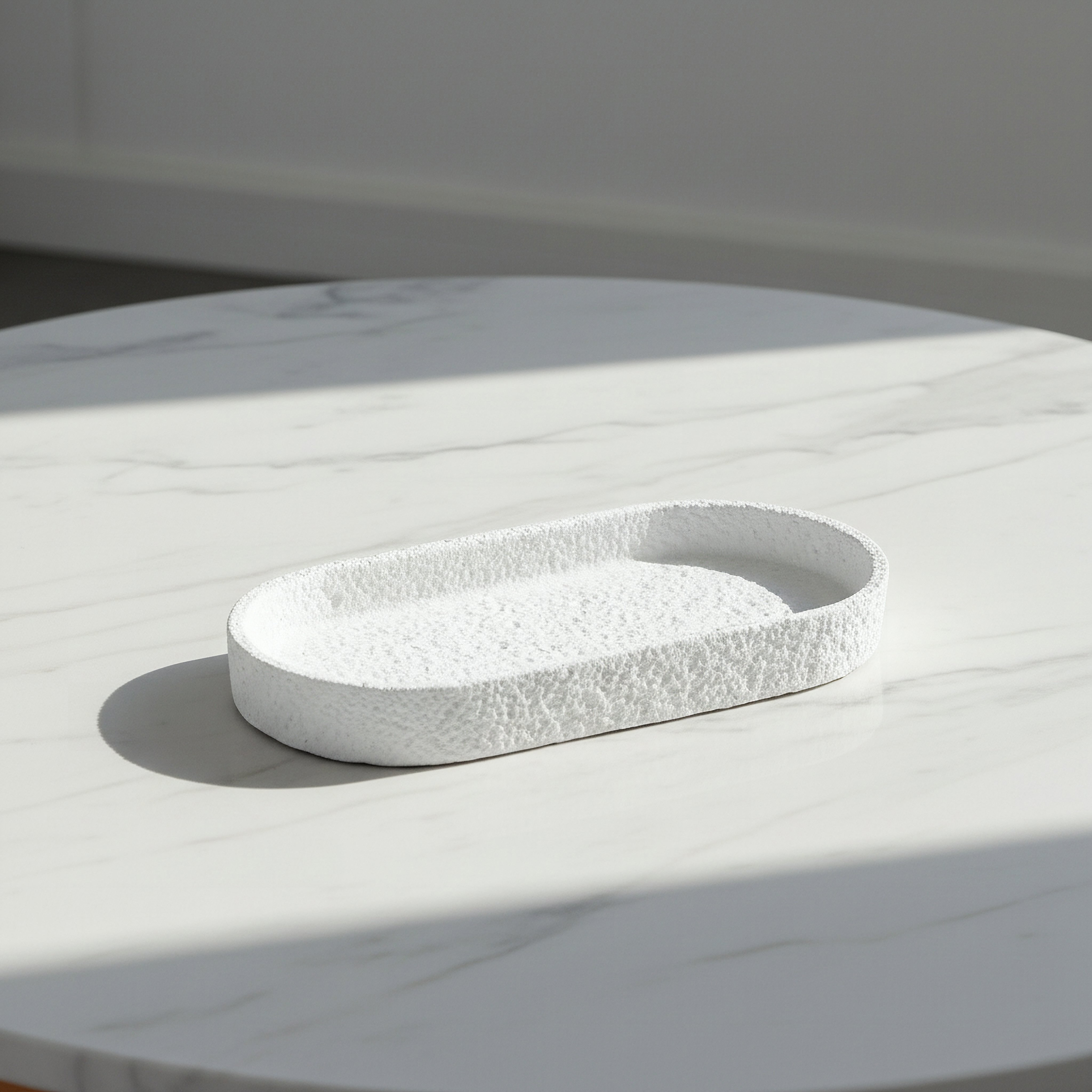 Audrey-Eden Decorative Cement Oval Tray - 25x13x3 cm-hbxhomeware-hbxdecorandfurnishings-image-1
