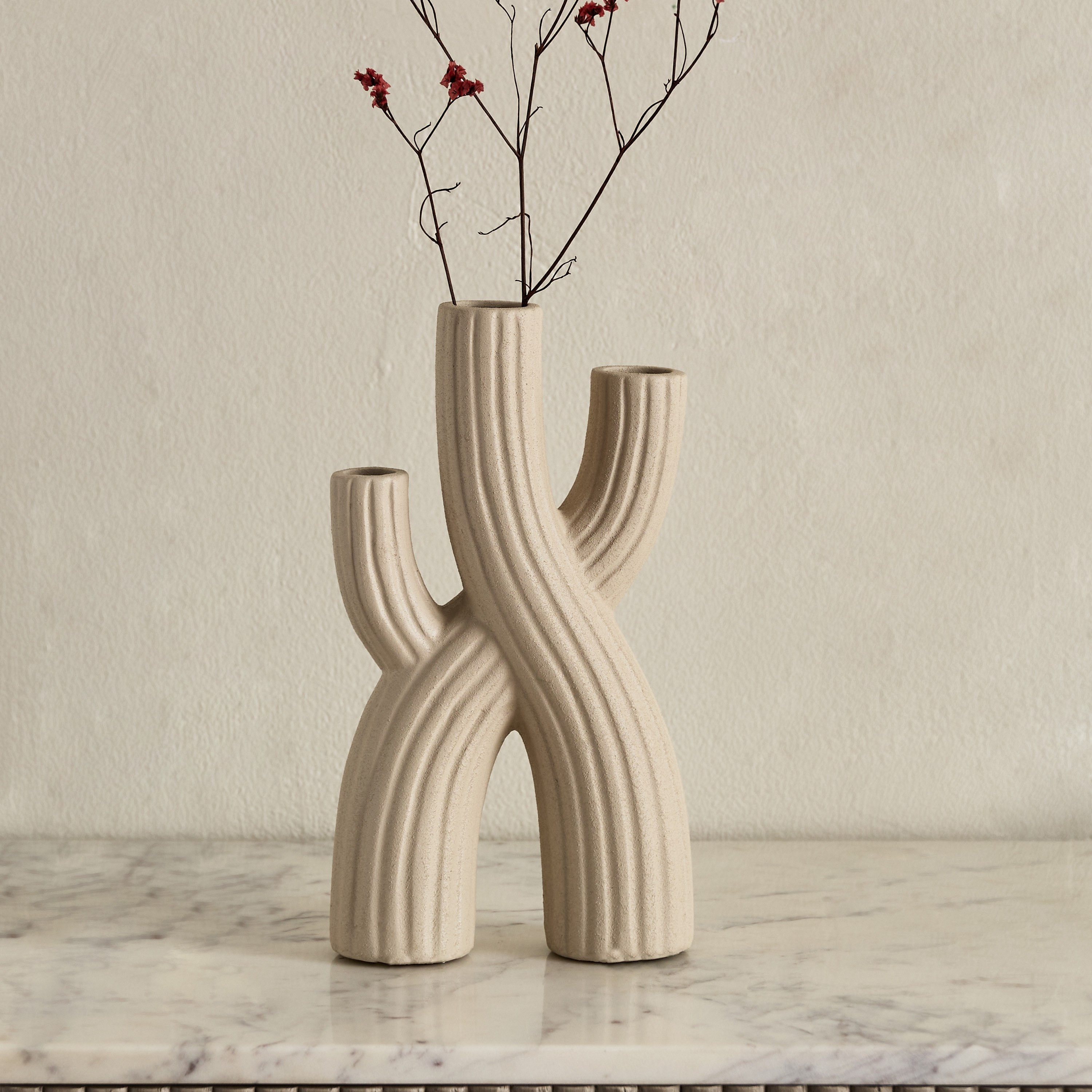 مزهرية ديكور سيراميك من أودري-إيدن - 14x6x25.5 سم-hbxbedroom-decorandaccessories-vases-image-5