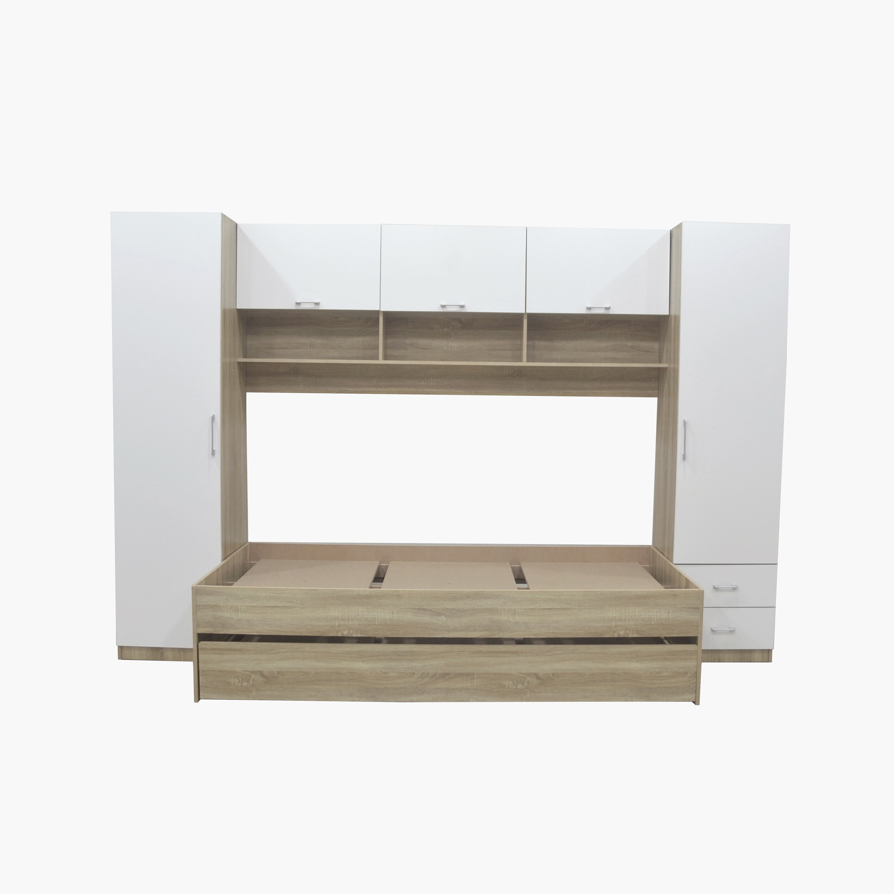 Kulltorp Bridge Single Cabin Bed with Full Wall Cabinet and Pull Out - 90x200 cm-hbxfurniture-bedsandbedsets-beds-single-image-2