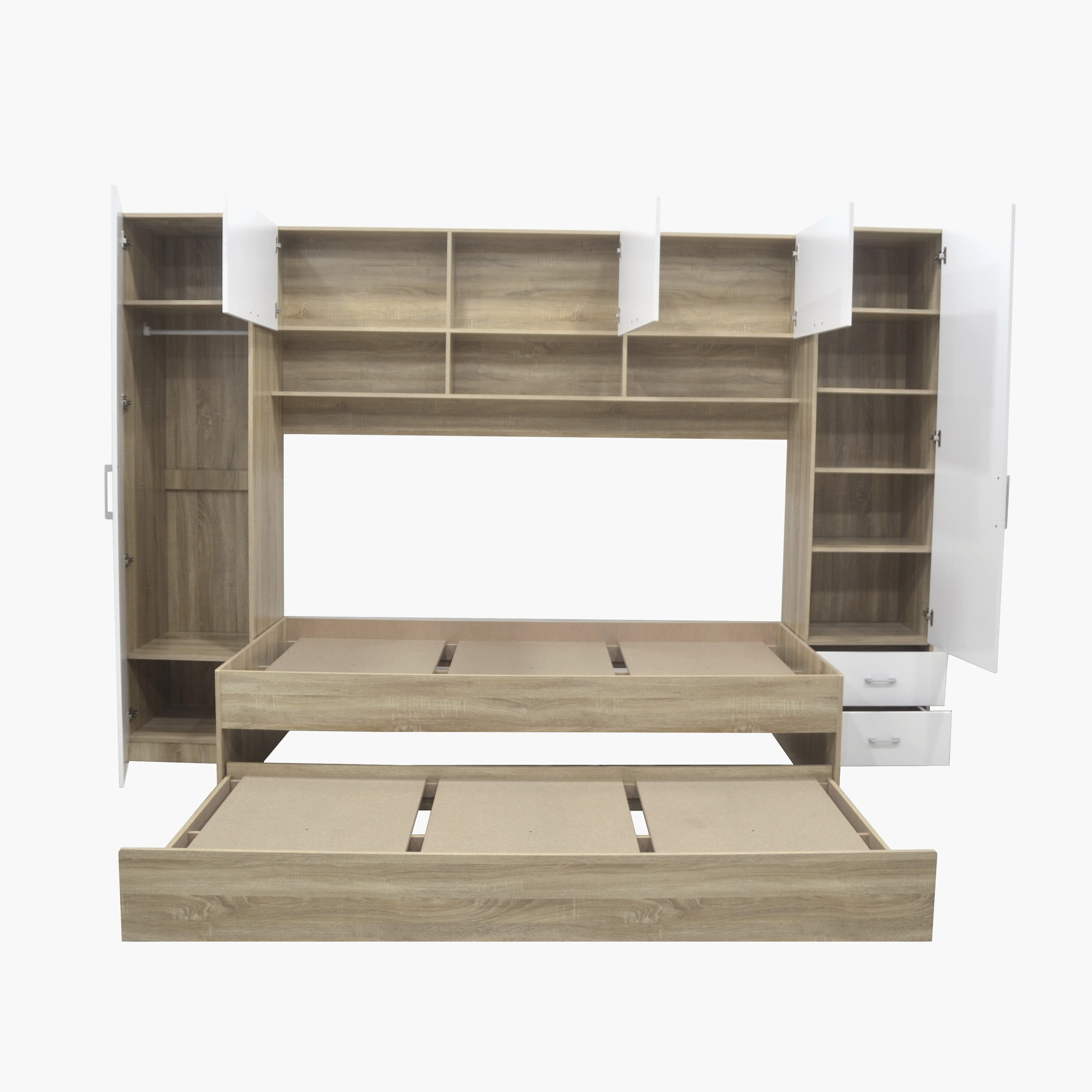 Kulltorp Bridge Single Cabin Bed with Full Wall Cabinet and Pull Out - 90x200 cm-hbxfurniture-bedsandbedsets-beds-single-image-3