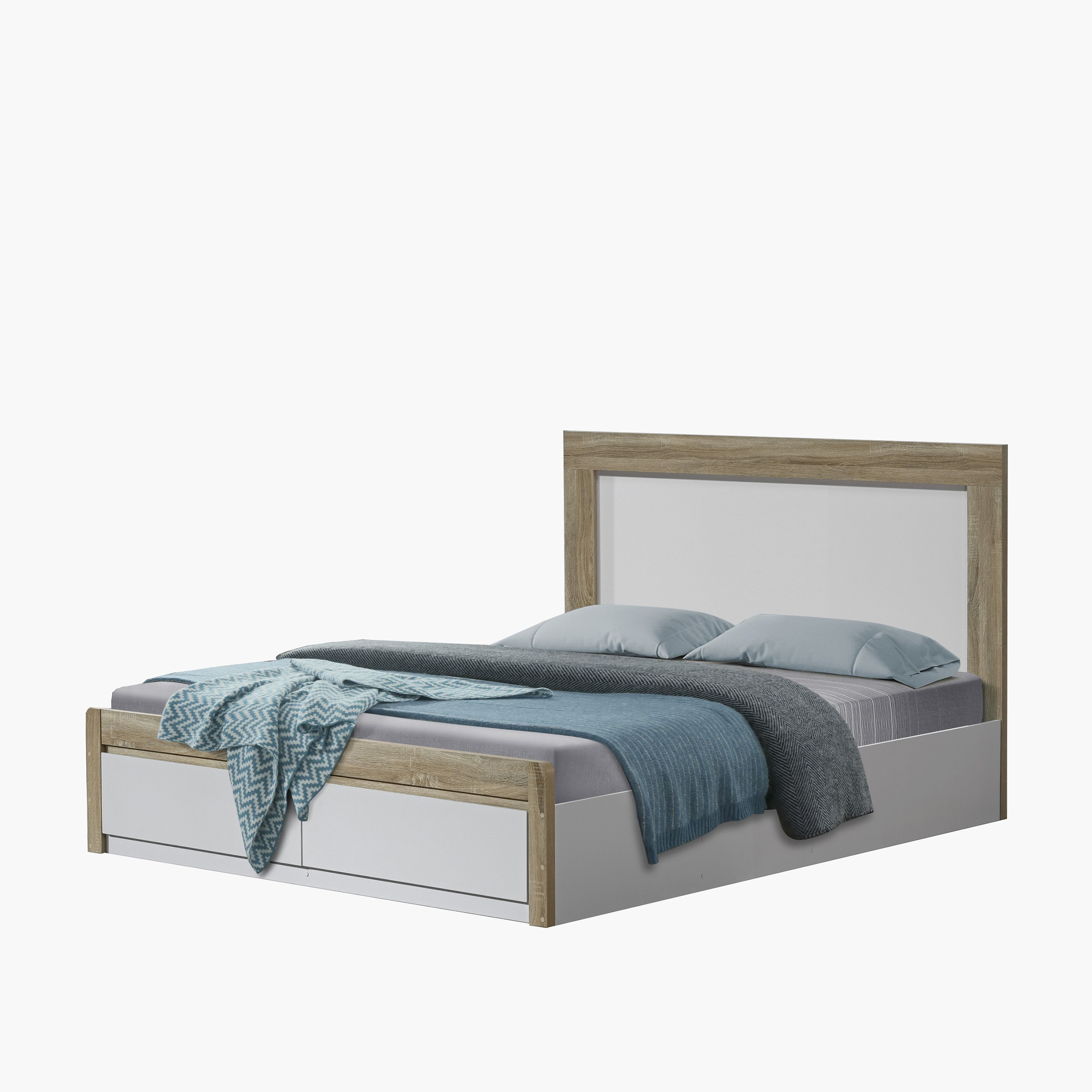 Movo Kulltorp Boomer Queen Bed with 2 Front Storage Drawers - 160x200 cm-hbxbedroom-bedsandbedsets-beds-queen-image-4