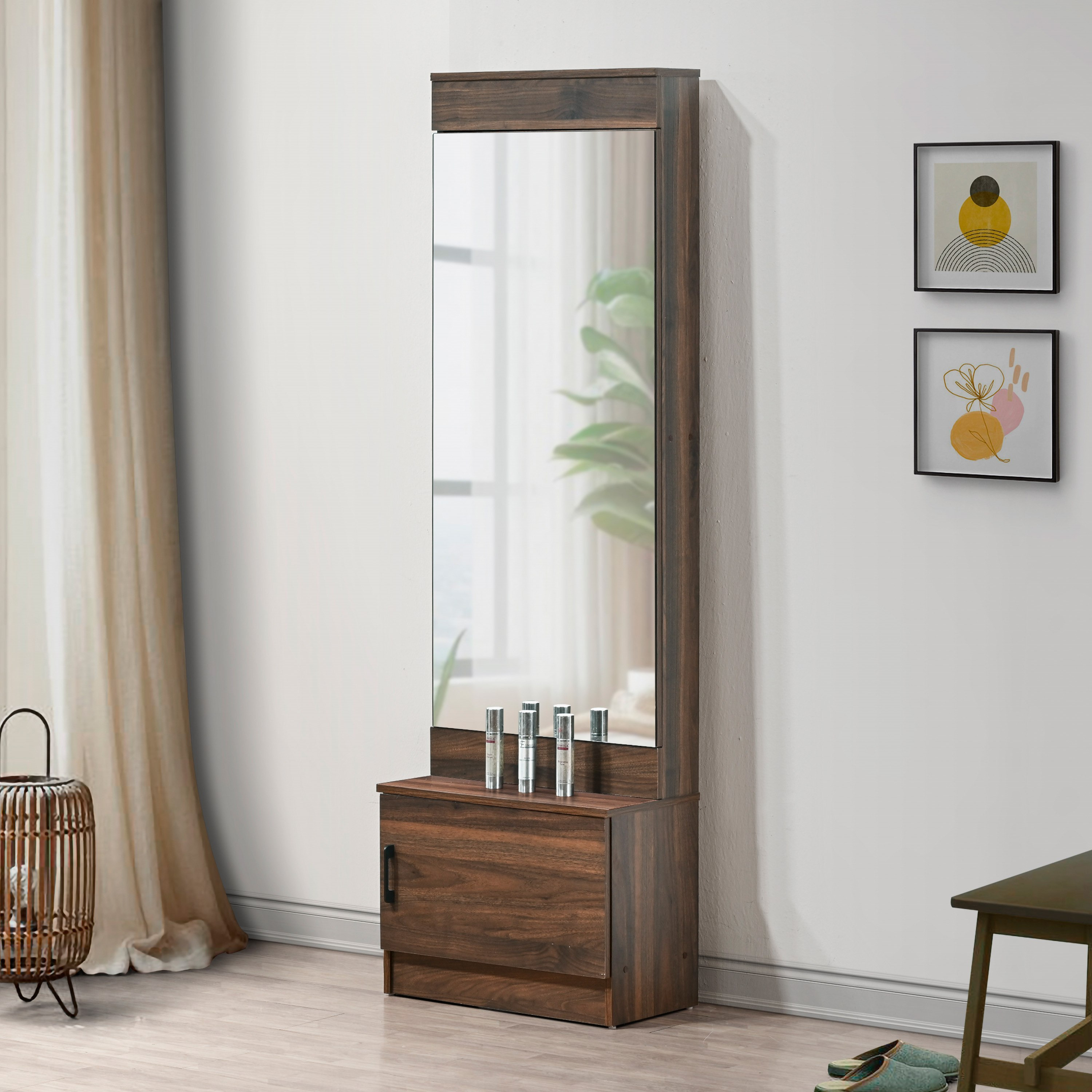 Movo Oasis 1-Door Dressing Table with Mirror and Storage-hbxfurniture-bedroom-dressersandmirrors-image-1