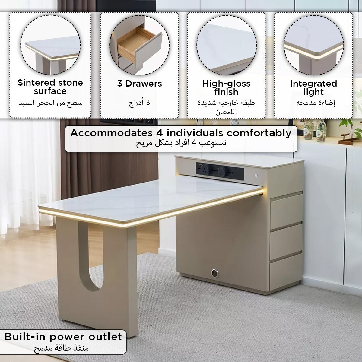 Bristol 4-Seater Sintered Stone Top Kitchen Island Table-hbxfurniture-diningtablesandsets-diningtables-fourseater-image-8