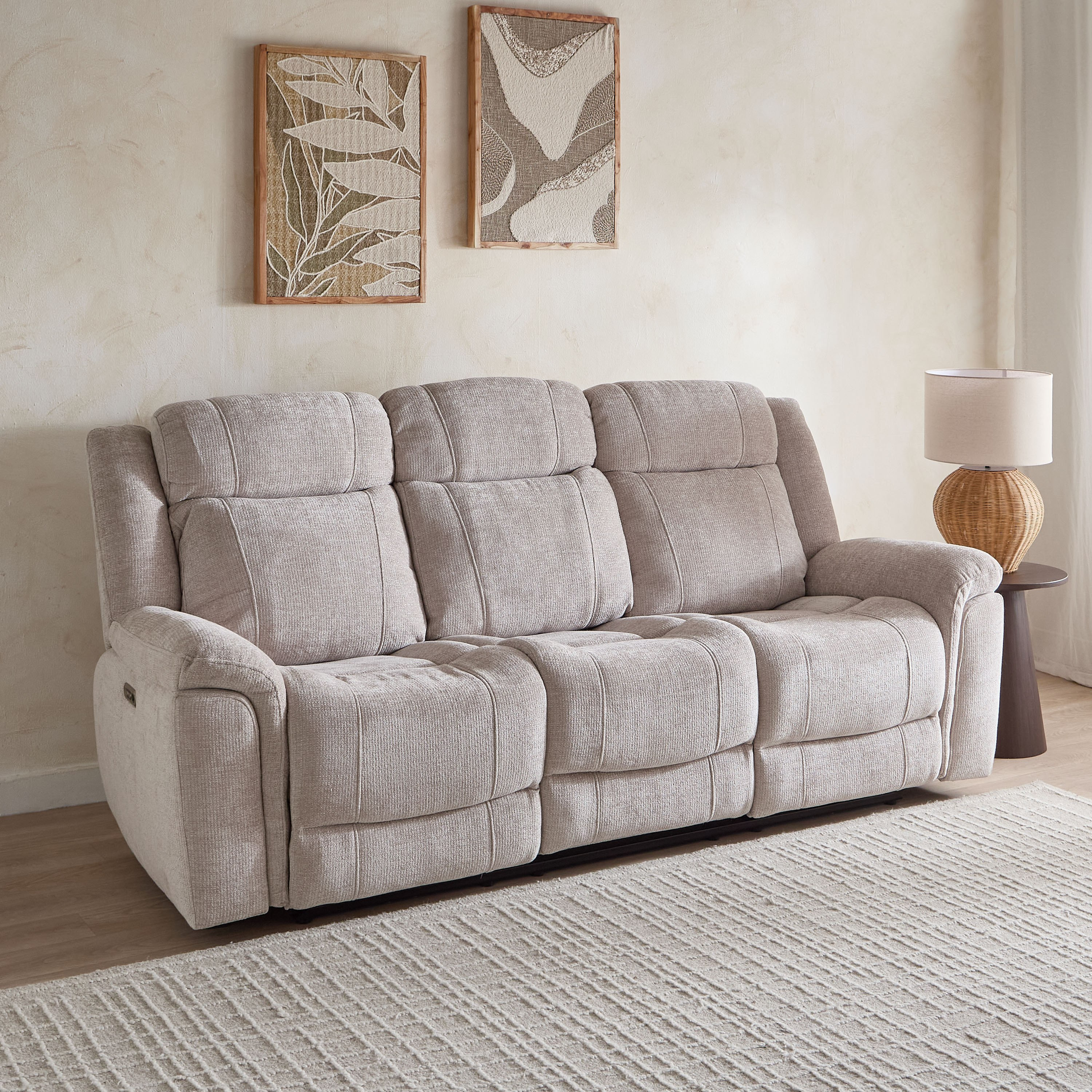 Nova 3-Seater Fabric Electric Recliner with Dropdown and 2 Cup Holders-hbxlivingroom-sofasandarmchairs-sofas-image-1