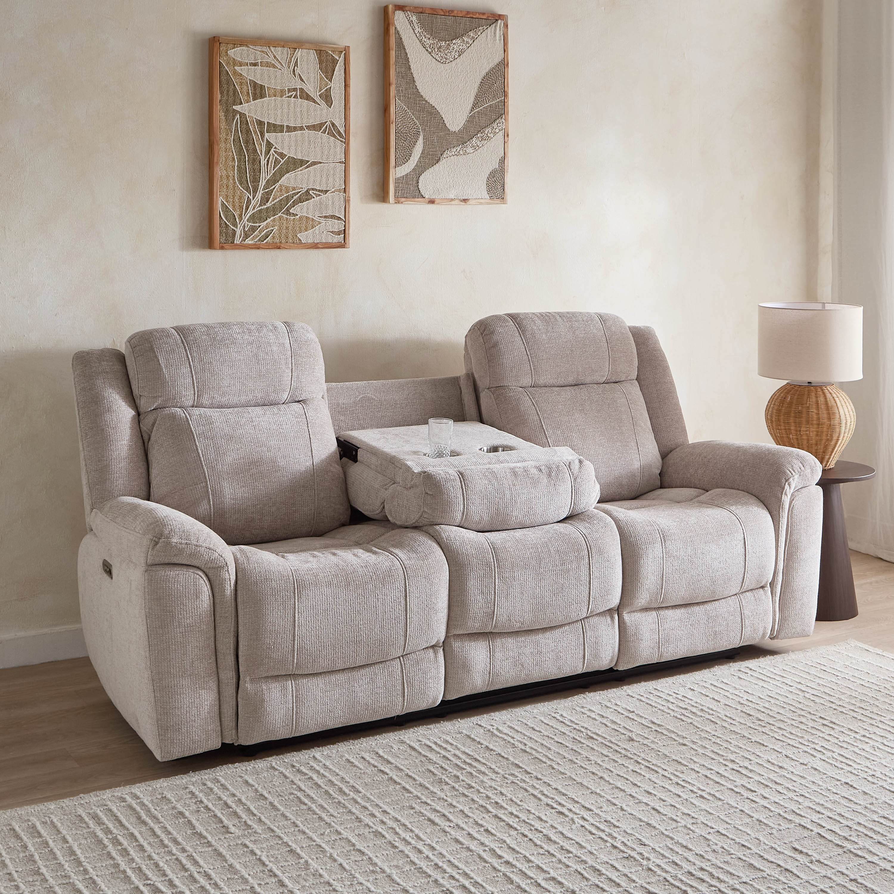 Nova 3-Seater Fabric Electric Recliner with Dropdown and 2 Cup Holders-hbxlivingroom-sofasandarmchairs-sofas-image-2