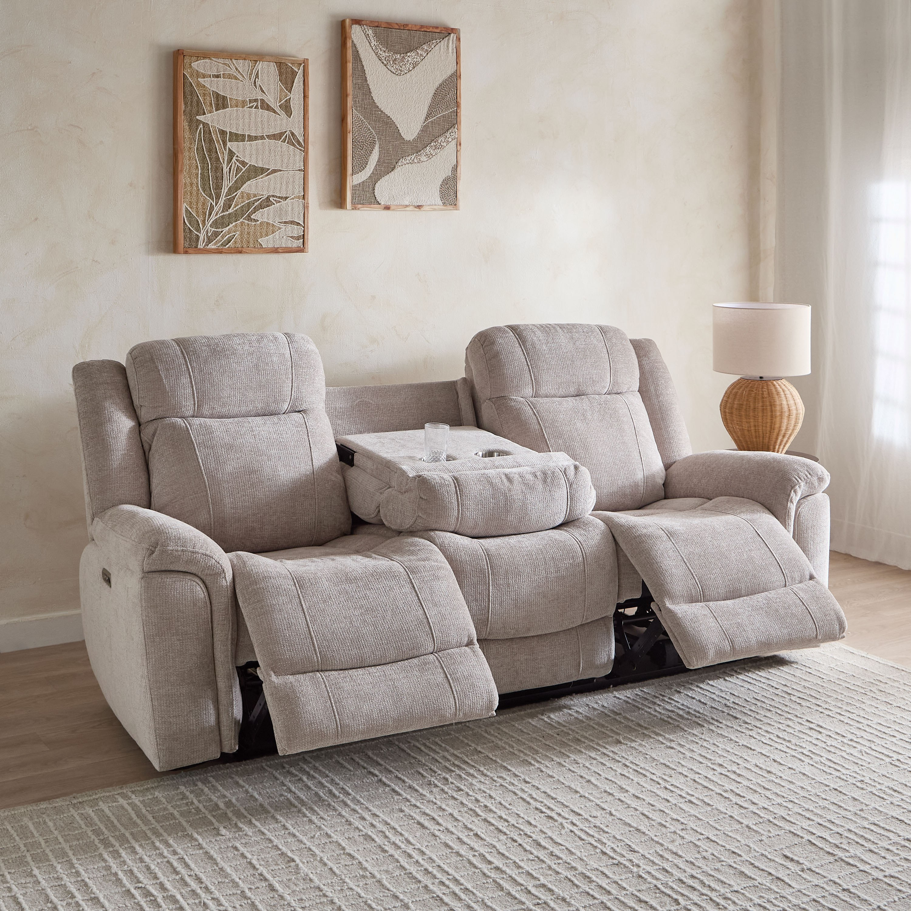 Nova 3-Seater Fabric Electric Recliner with Dropdown and 2 Cup Holders-hbxlivingroom-sofasandarmchairs-sofas-image-3