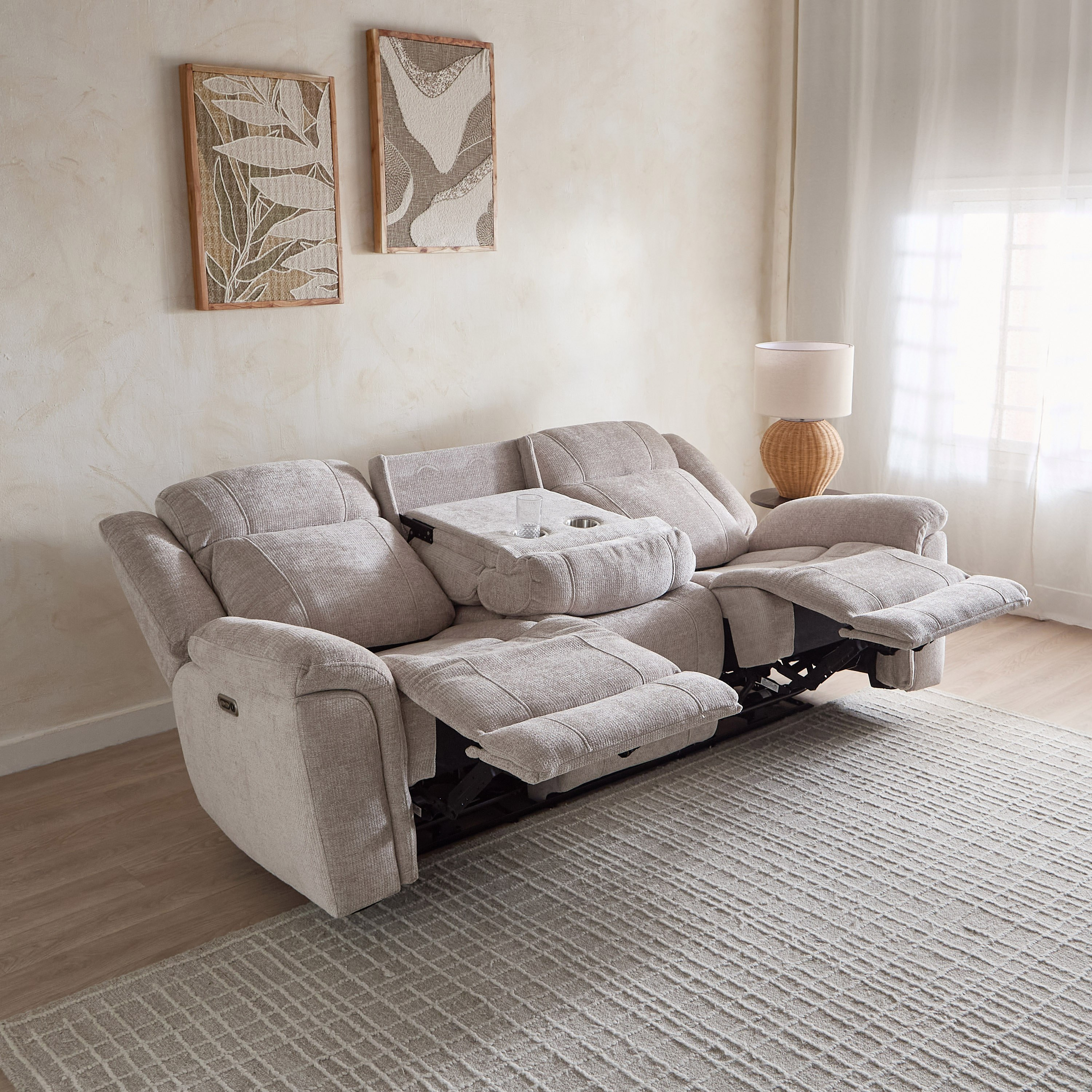 Nova 3-Seater Fabric Electric Recliner with Dropdown and 2 Cup Holders-hbxlivingroom-sofasandarmchairs-sofas-image-4