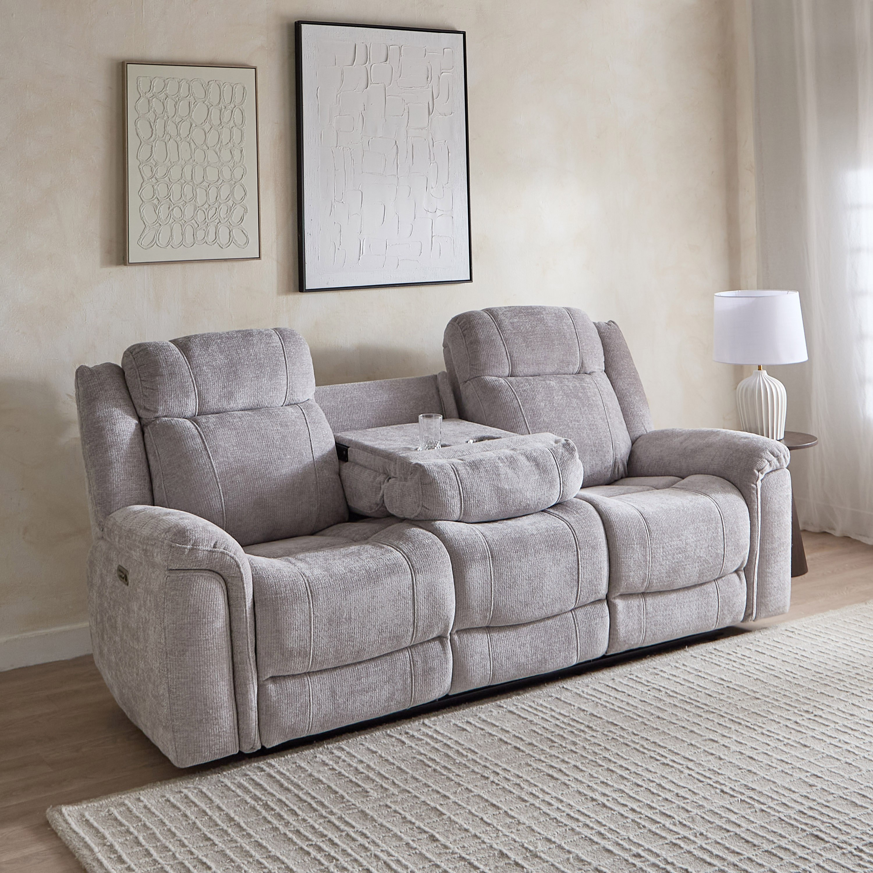 Nova 3-Seater Fabric Electric Recliner with Dropdown and 2 Cup Holders-hbxlivingroom-sofasandarmchairs-sofas-image-2