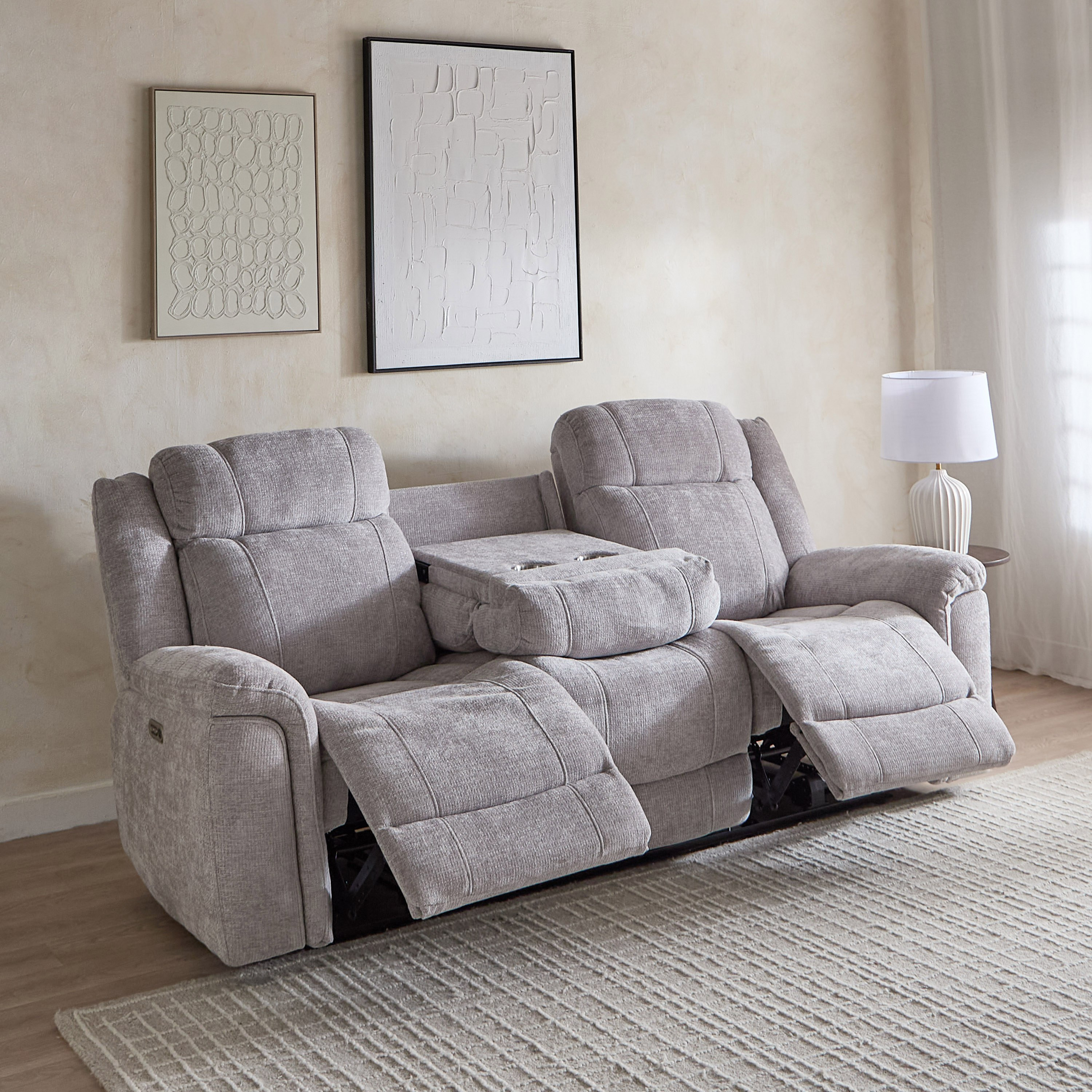 Nova 3-Seater Fabric Electric Recliner with Dropdown and 2 Cup Holders-hbxlivingroom-sofasandarmchairs-sofas-image-3